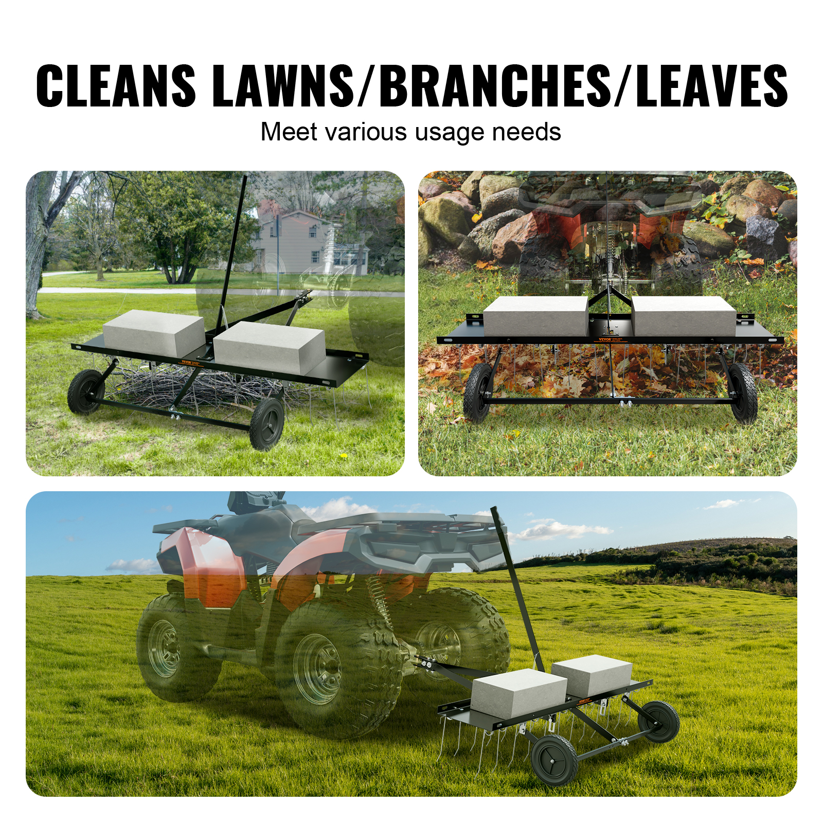VEVOR Tow Behind Dethatcher40-60"Lawn Dethatcher20/24Tines Rake for ATV or Mower - Picture 32 of 38