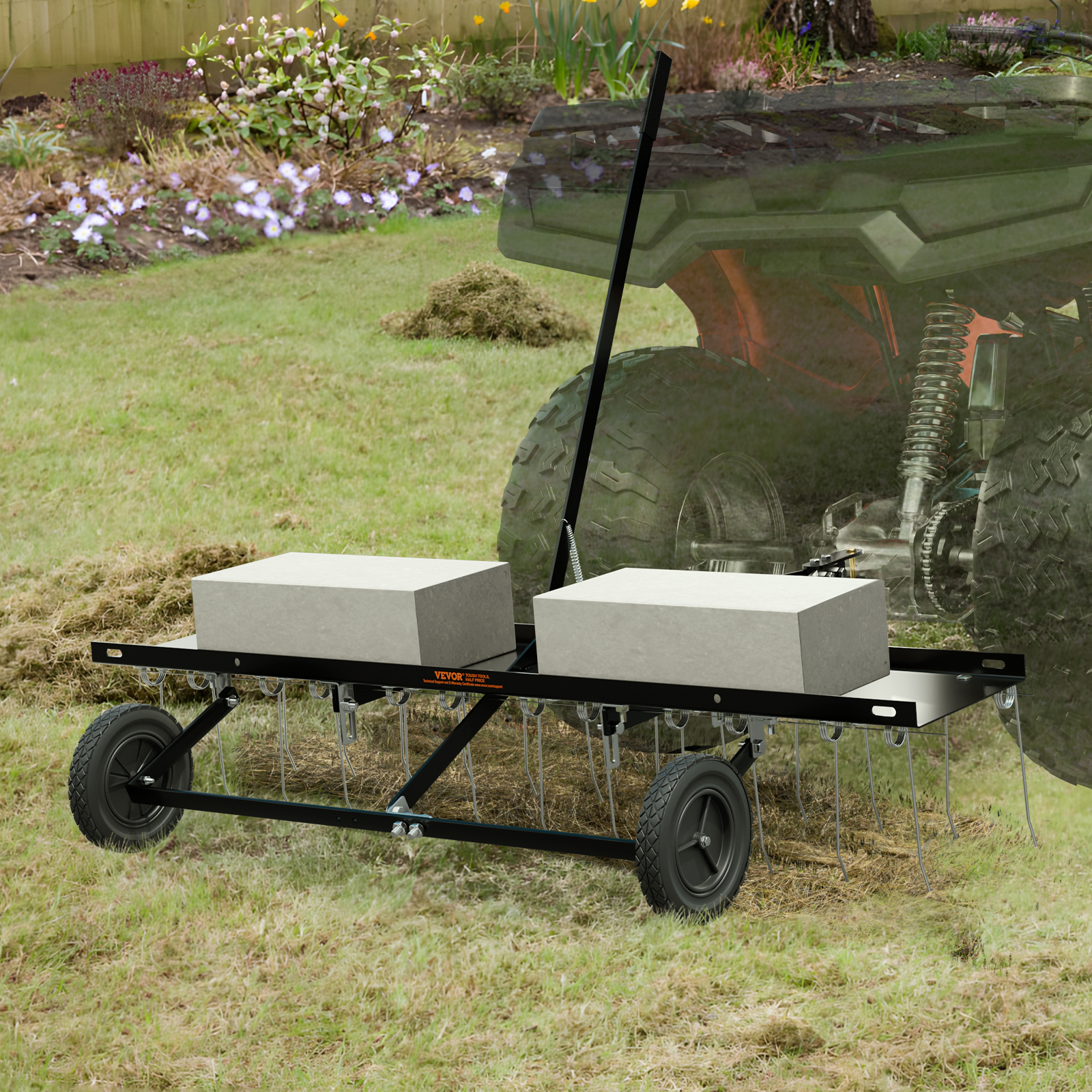 VEVOR Tow Behind Dethatcher40-60"Lawn Dethatcher20/24Tines Rake for ATV or Mower - Picture 34 of 38