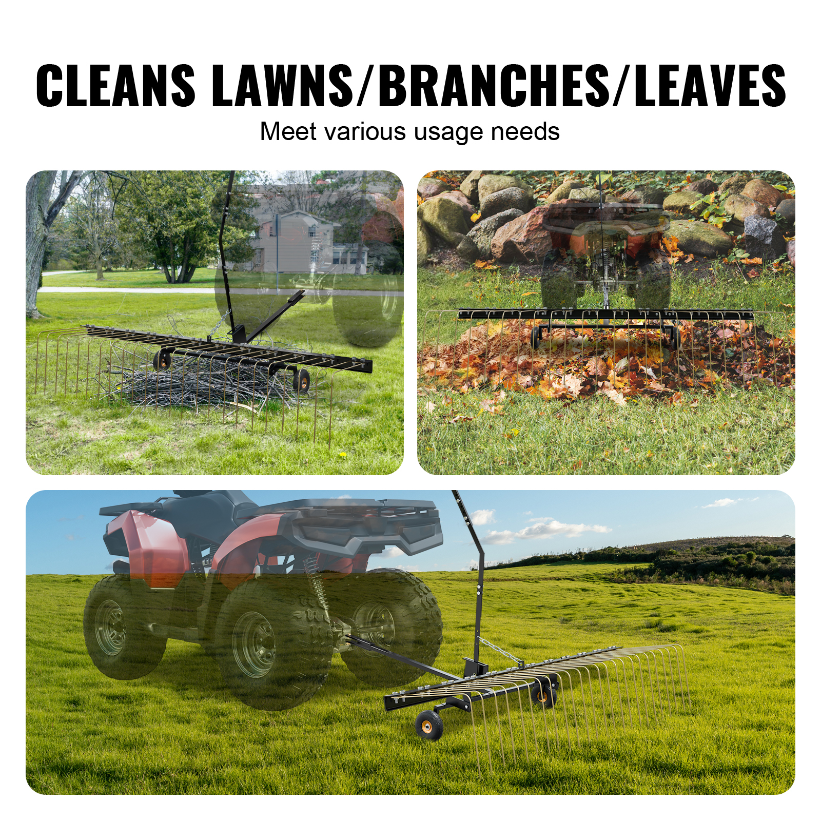 VEVOR Tow Behind Dethatcher40-60"Lawn Dethatcher20/24Tines Rake for ATV or Mower - Picture 20 of 38