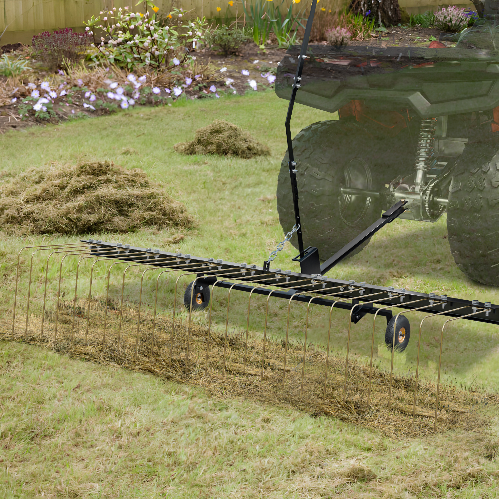 VEVOR Tow Behind Dethatcher40-60"Lawn Dethatcher20/24Tines Rake for ATV or Mower - Picture 22 of 38