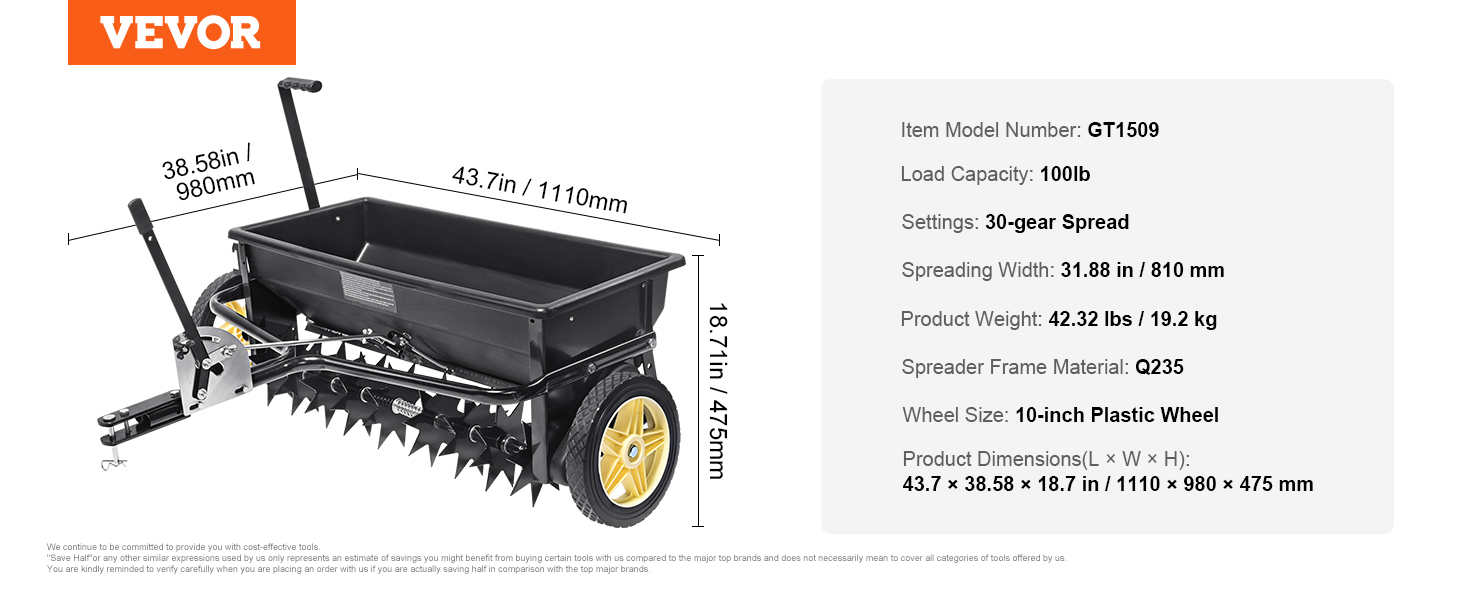 Broadcast Spreader,with Wheels,Steel
