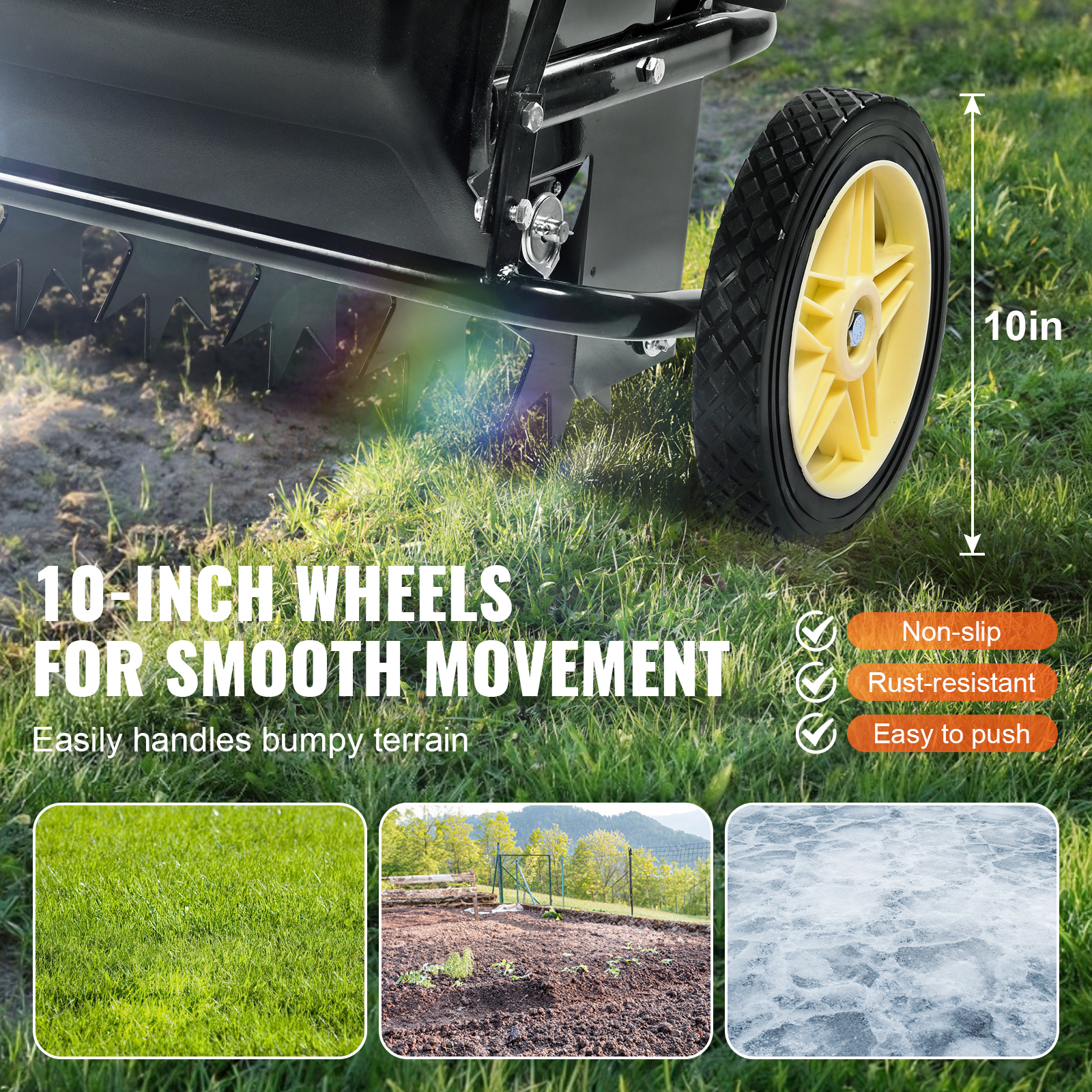 VEVOR 100/25lbs 10/12/8in Broadcast Spreader Tow Behind Poly Drop Spreader - Picture 7 of 38