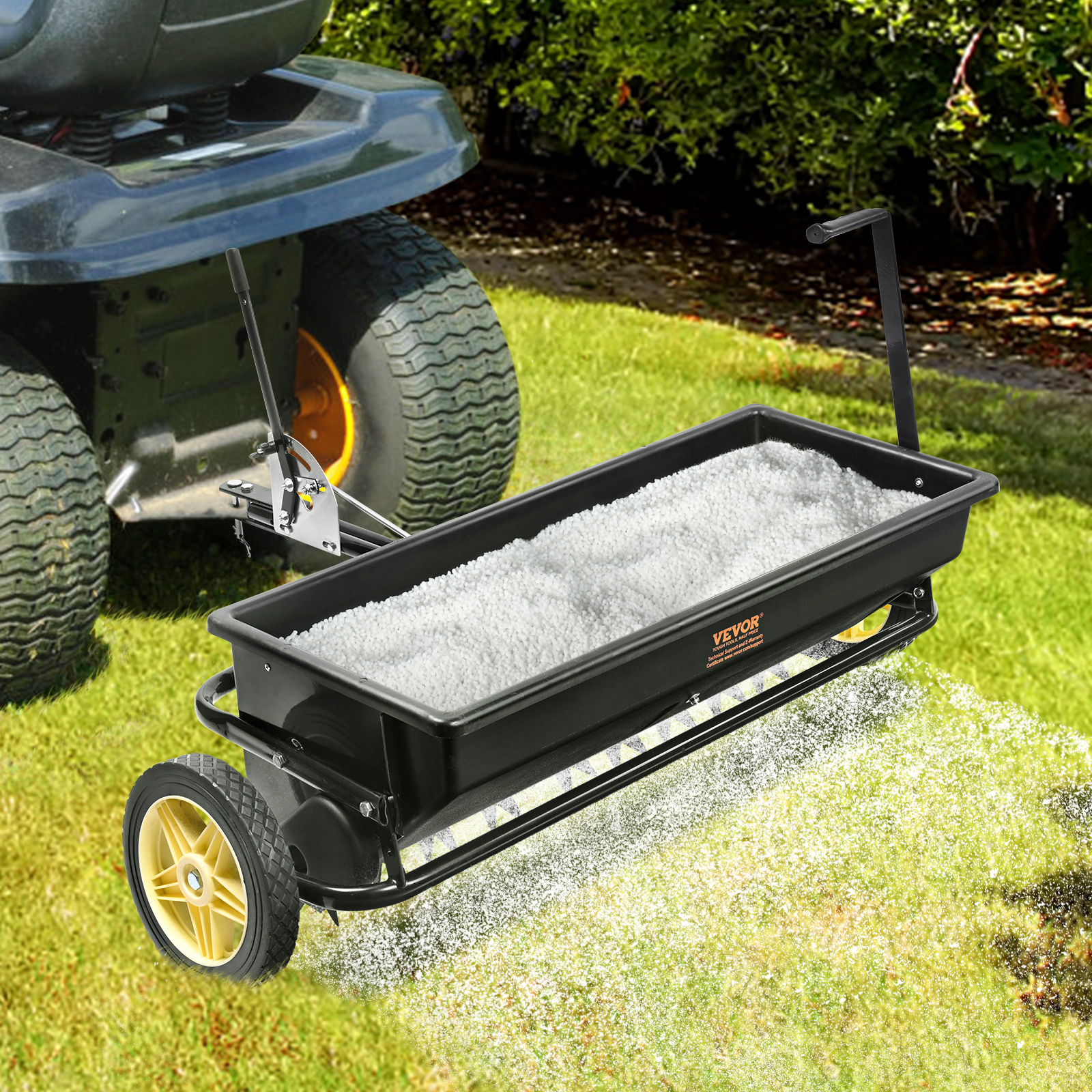 VEVOR 100/25lbs 10/12/8in Broadcast Spreader Tow Behind Poly Drop Spreader - Picture 10 of 38