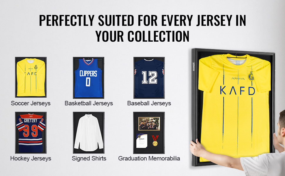 VEVOR Trikot-Präsentationsrahmen 590x790x40mm abschließbare Schattenbox ...