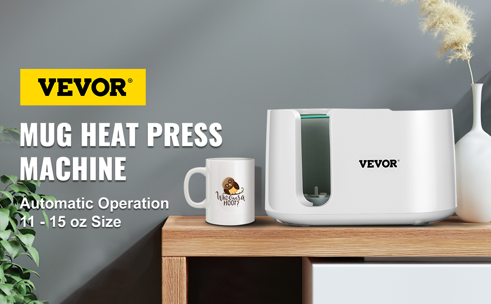 Automatic Mug Heat Press for Sublimation 11-15oz VEVOR Mug Press Machine DIY Presents Gifts White Coffee Cup Transfer Printing 