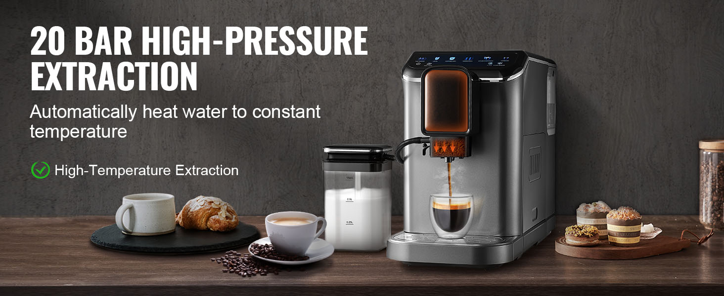 espresso extraction and milk foam
