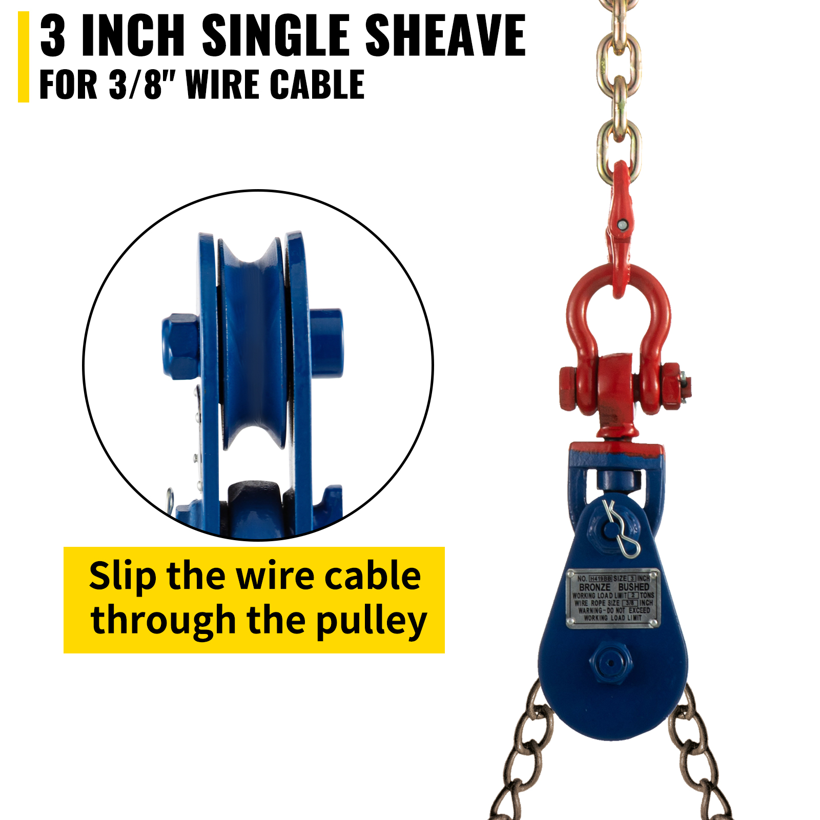 VEVOR 2ton Snatch Block with Chain, 4400 lbs Capacity Snatch