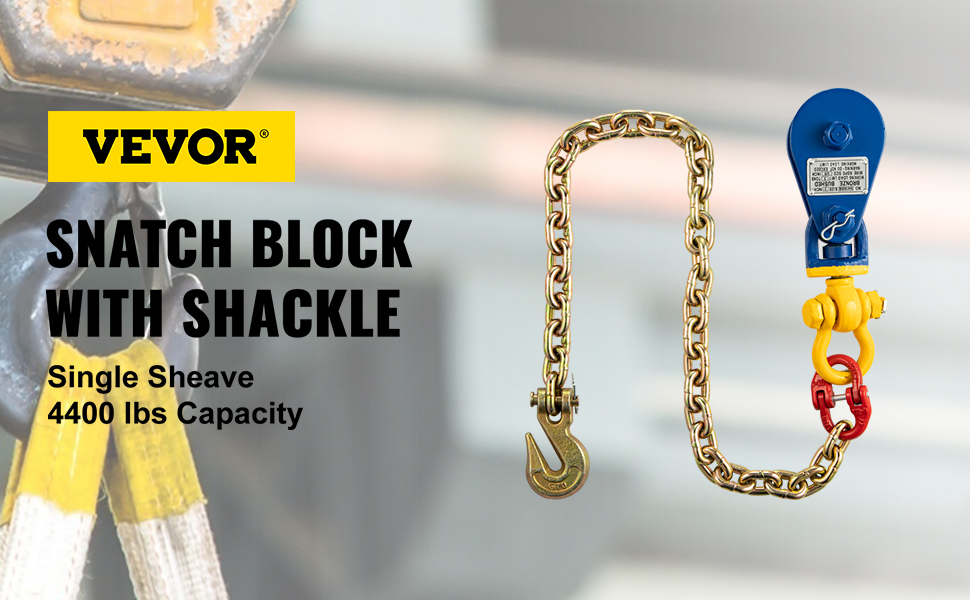 VEVOR 2ton Snatch Block with Chain, 4400 lbs Capacity Snatch