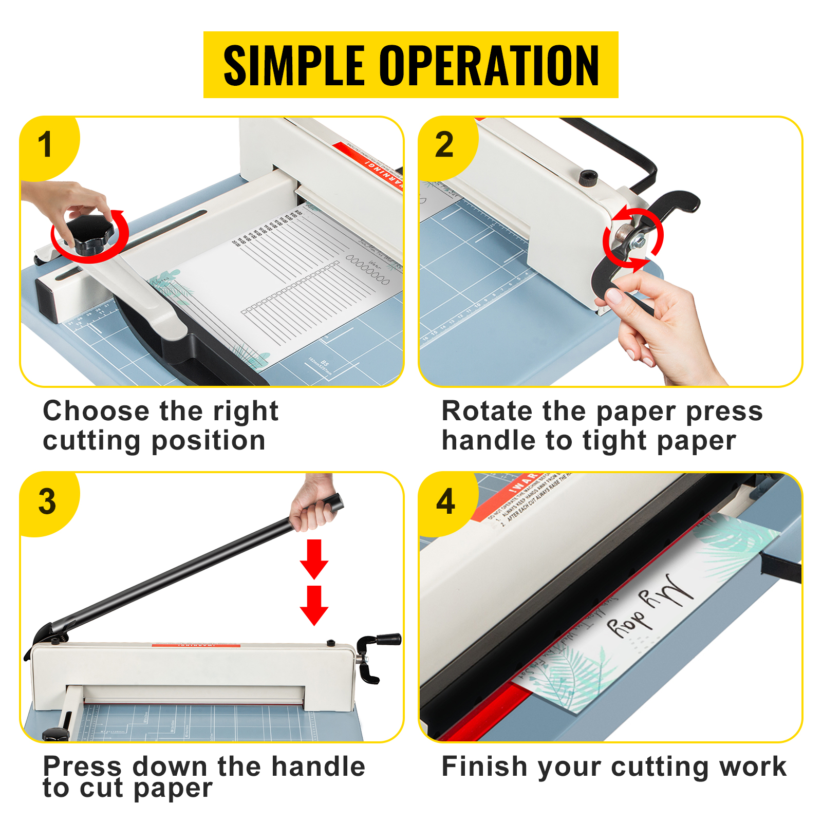 VEVOR Paper Cutter 12Inch A4 Commercial Heavy Duty Paper Cutter 300 Sheets  45HRC Hardness Stack Cutter Metal Base Desktop Stack Cutter for Home Office  (A4)