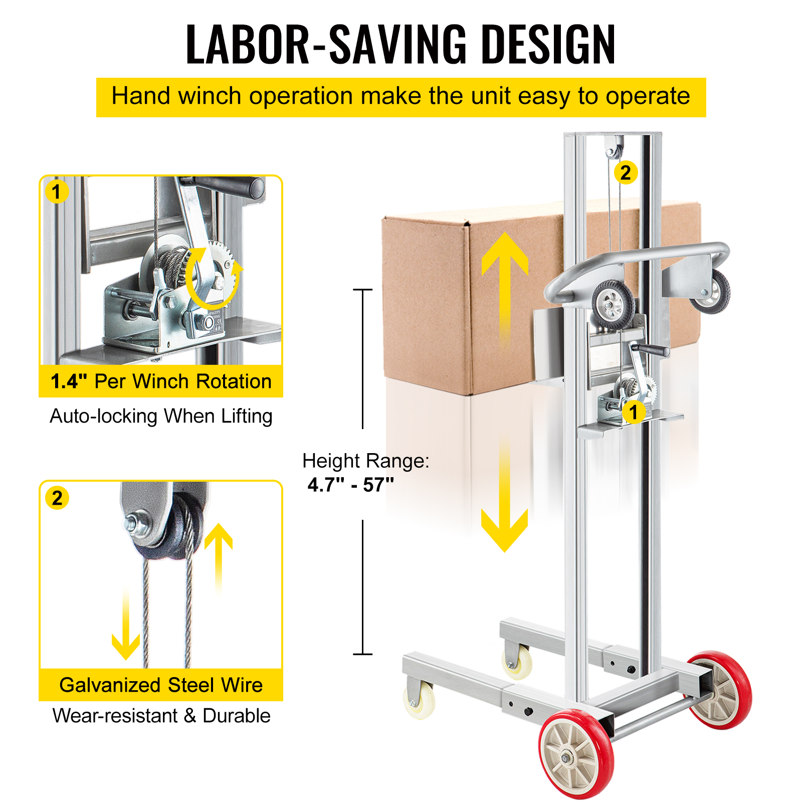 921521-2 Manual Lift, Manual Push Equipment Lift, 1000 lb. Load