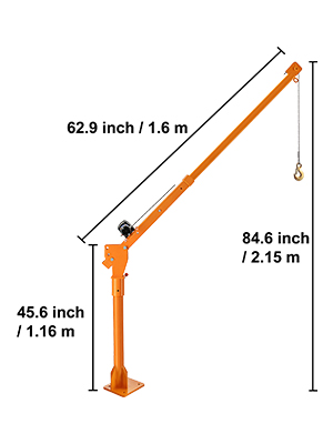 VEVOR Davit Crane, 1100 lbs Truck Crane, Wireless Remote Control Dock Crane, 110V 360° Swivel Electric Crane for Truck, Crane Hitch for Lifting Goods in Construction, Forestry, Factory, and Transport