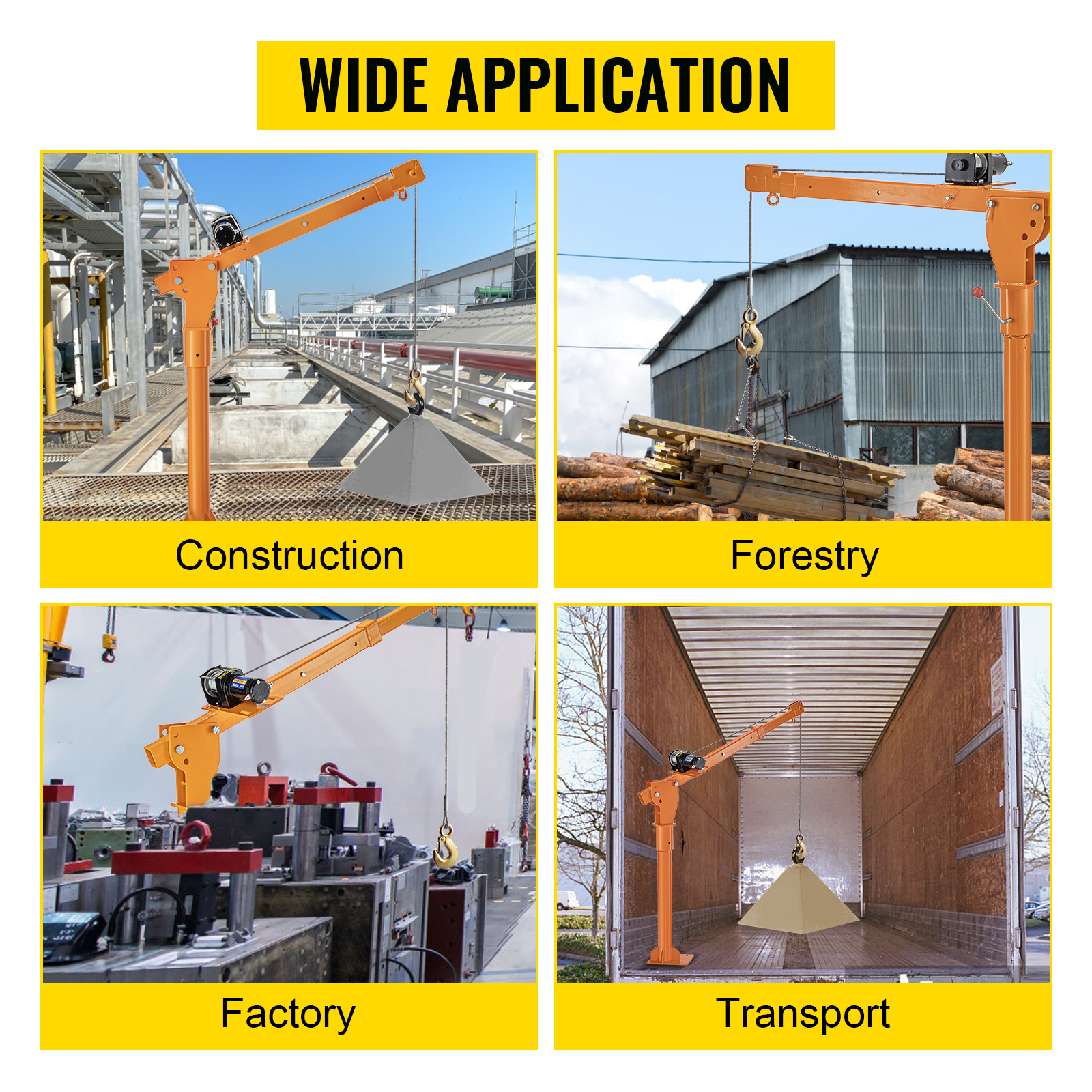 VEVOR Davit Crane, 1100 lbs Truck Crane, Wireless Remote Control Dock Crane, 110V 360° Swivel Electric Crane for Truck, Crane Hitch for Lifting Goods in Construction, Forestry, Factory, and Transport