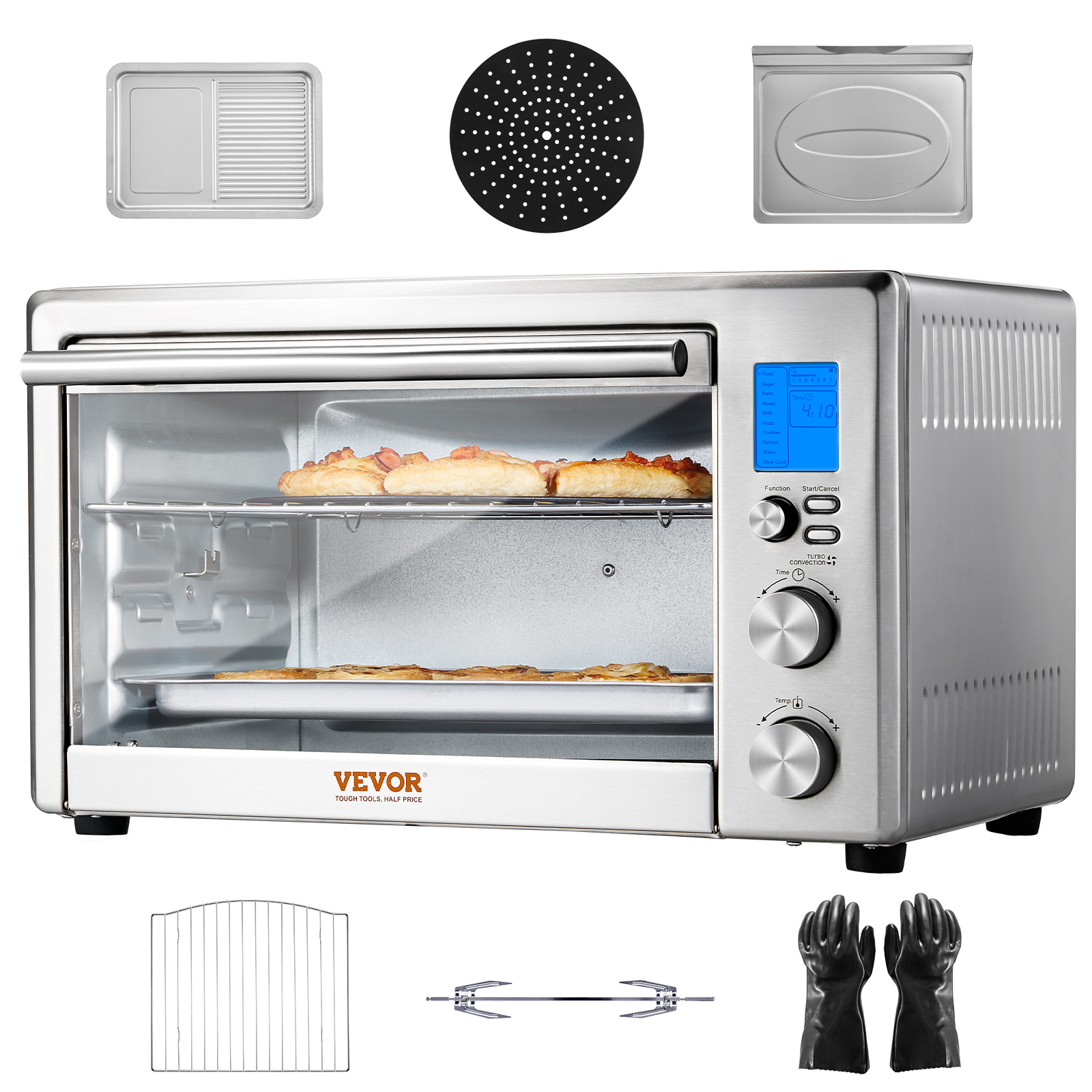 Stainless Steel Air Fryer Toaster Oven with Convection and Steam Cooking