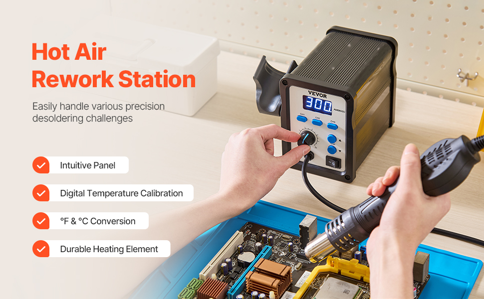 700W Hot Air Rework Station 212℉-932℉ SMD Rework Station with Digital ...