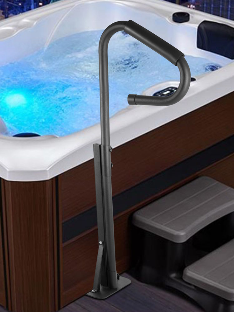 VEVOR Hot Tub Handrail, 57" Spa Side Handrail with Slide-Under Mount Base, 600 LBS Load Spa Step Hot Tub, Heavy Iron Spa Side Step, Spa Side Under Mount Rail with Sensor Light for Indoor, Outdoor