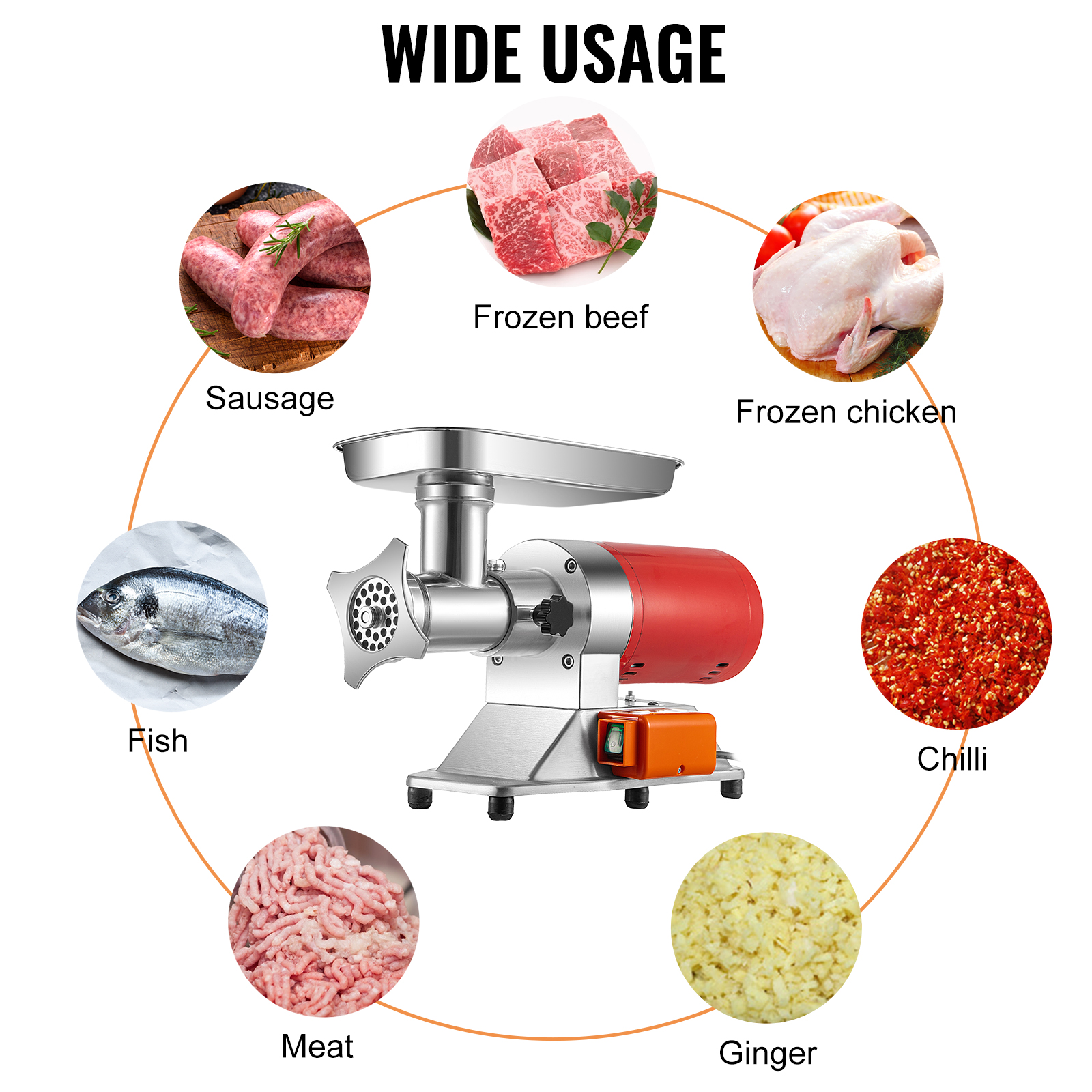 VEVOR Machine à découper la viande commerciale, 551 lb/h 850 W