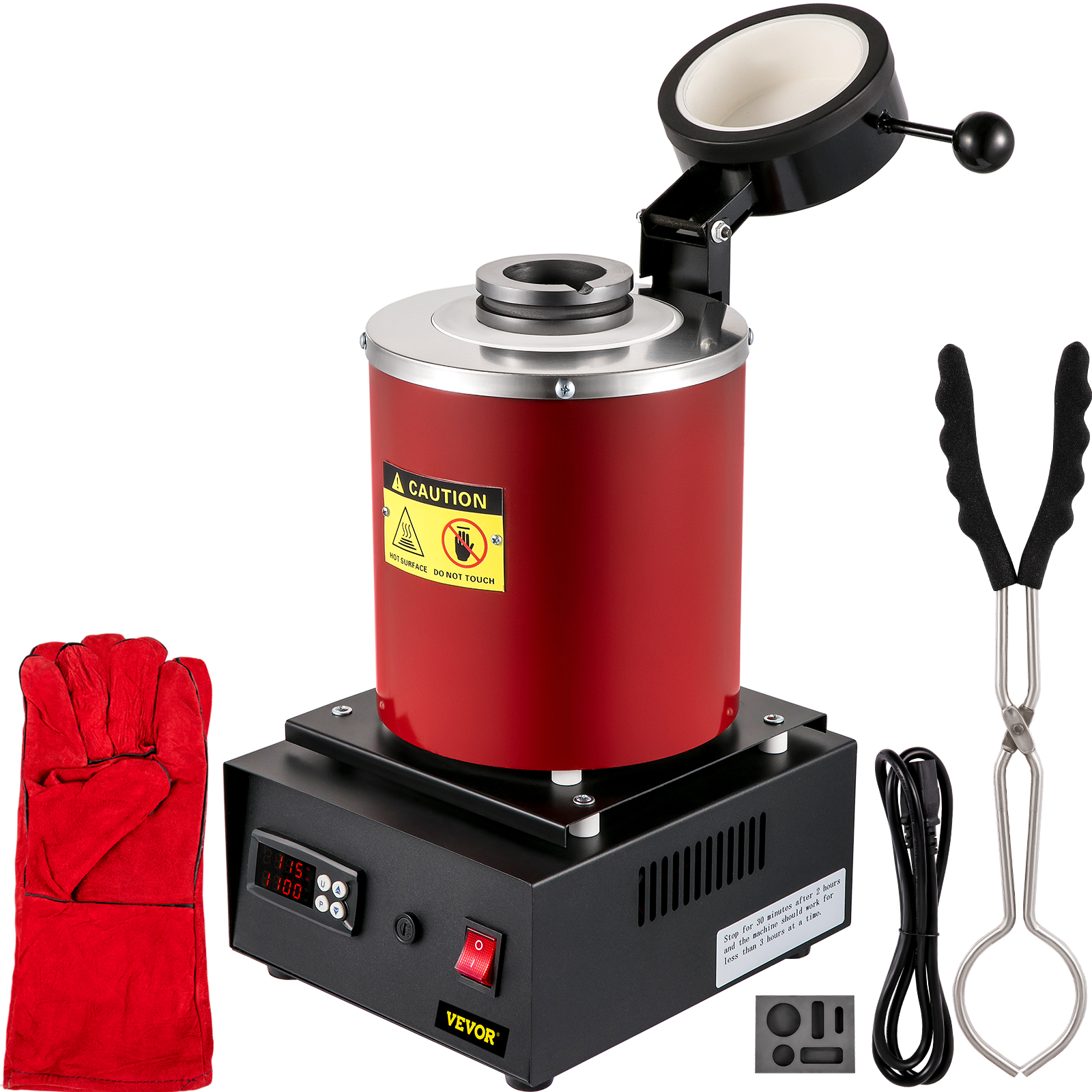 TOAUTO 3KG 1400W Electric Metal Melting Furnace 110V With Clamp - Gold Silver Smelter Kit, Crucible & Ingot Casting Tool