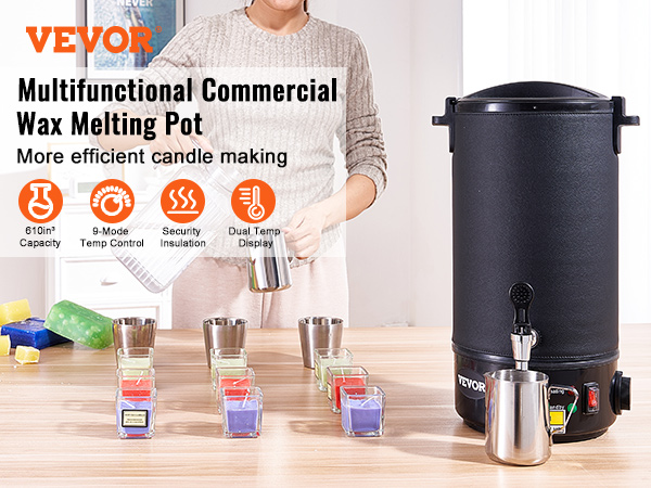Wax Melting Pot for Candle Making 10litre Electric Wax Heating Melt Pot  Temperature Controlled Wax Melt Candle Business Hobby Crafting 