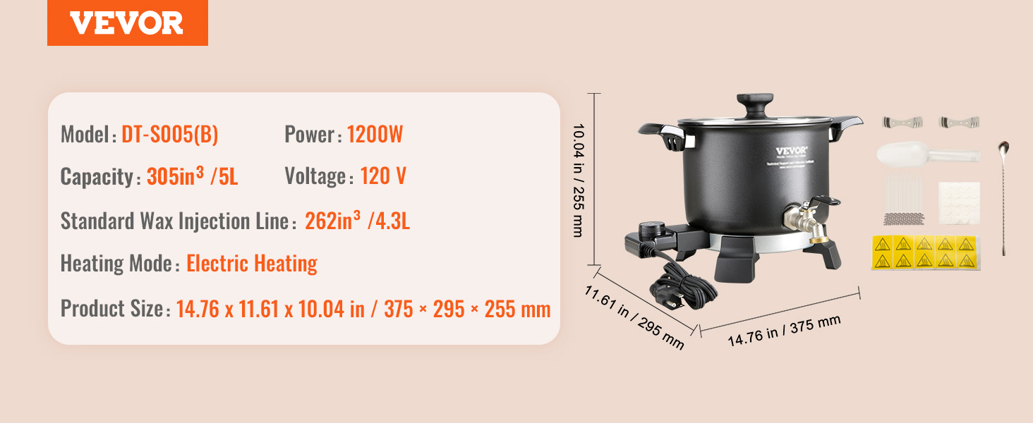 thumbnail image 2 of VEVOR 6.5L Electric Wax Melter For Candle Making – 1100W Commercial Or Home 2 of 5