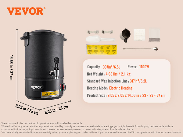 VEVOR Wax Melter for Candle Making, 5L Large Electric Wax Melting Pot Easy Pour Spout, 4-Level Temperature Control