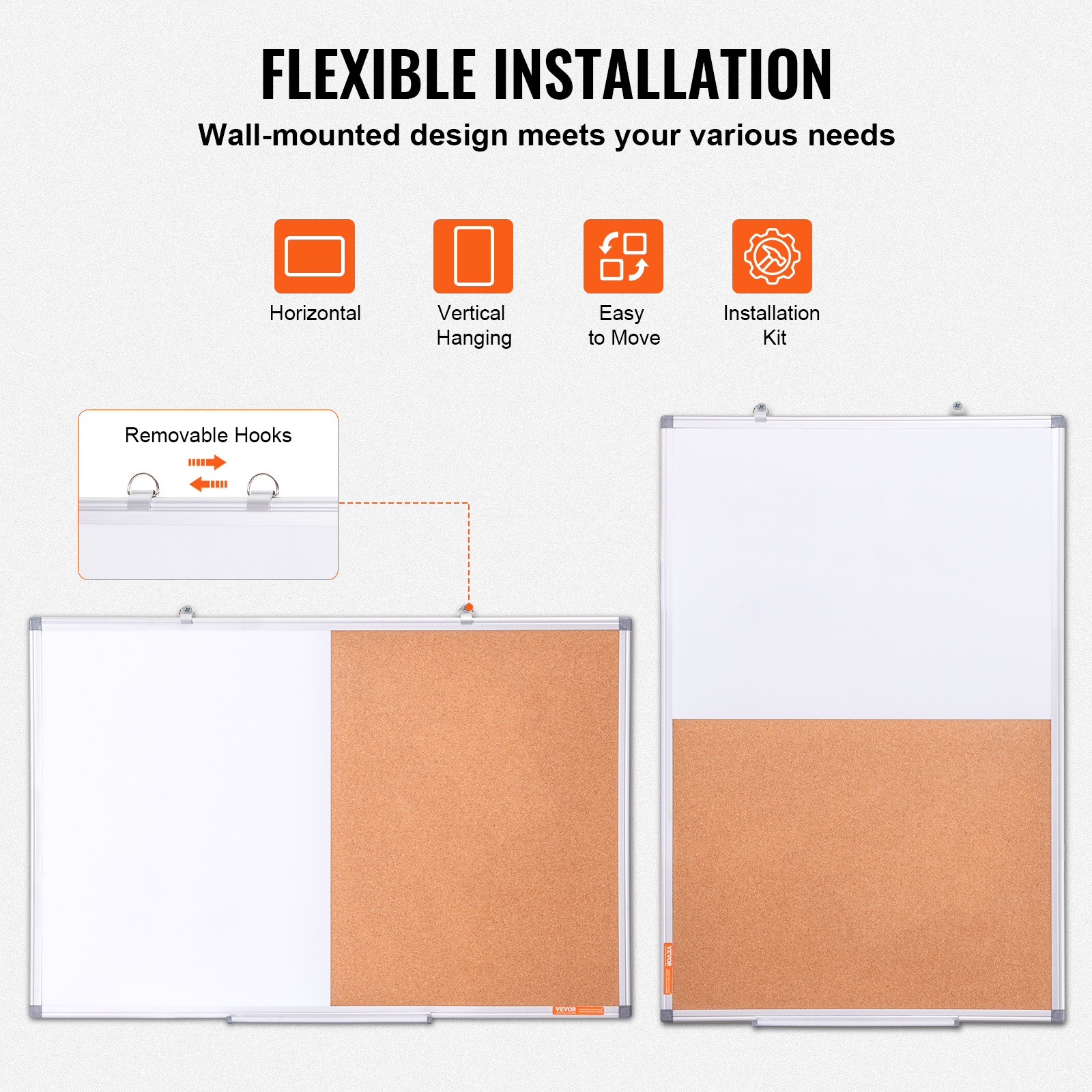 24x18-48x36inch Whiteboard Cork Board Combo with Aluminum Frame for School Home - Picture 53 of 120