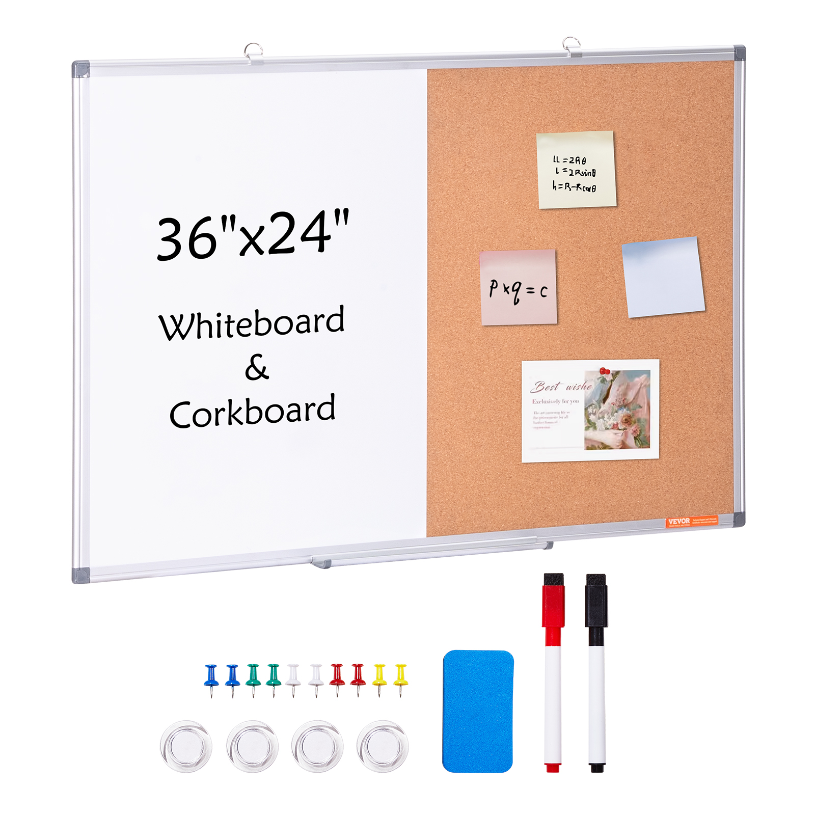 24x18-48x36inch Whiteboard Cork Board Combo with Aluminum Frame for School Home - Picture 49 of 120