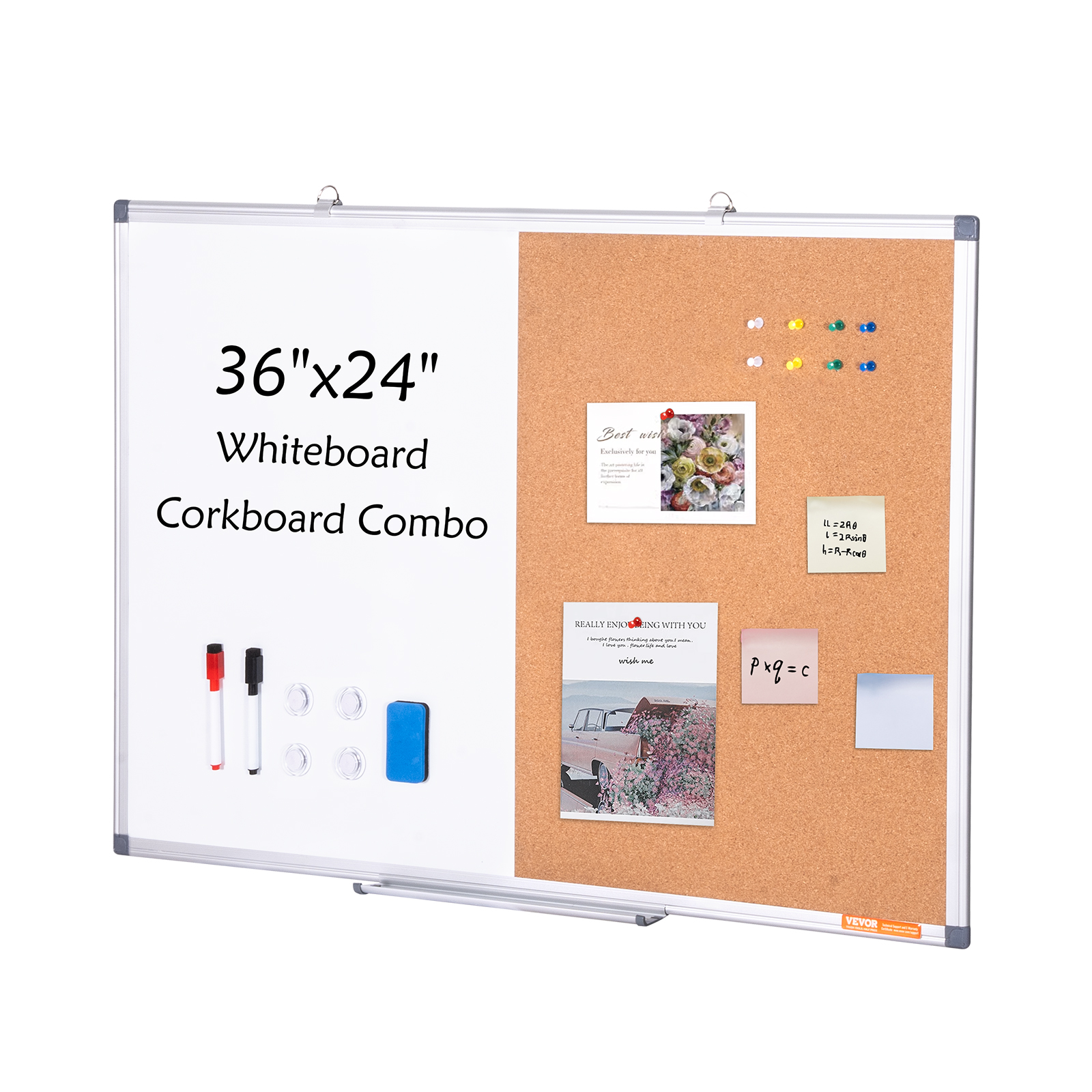 24x18-48x36inch Whiteboard Cork Board Combo with Aluminum Frame for School Home - Picture 58 of 120