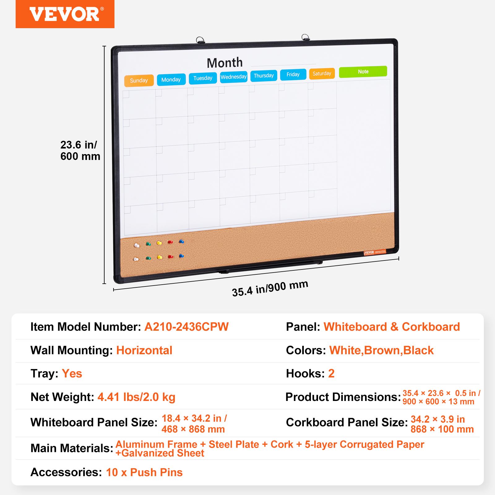 24x18-48x36inch Whiteboard Cork Board Combo with Aluminum Frame for School Home - Picture 67 of 120