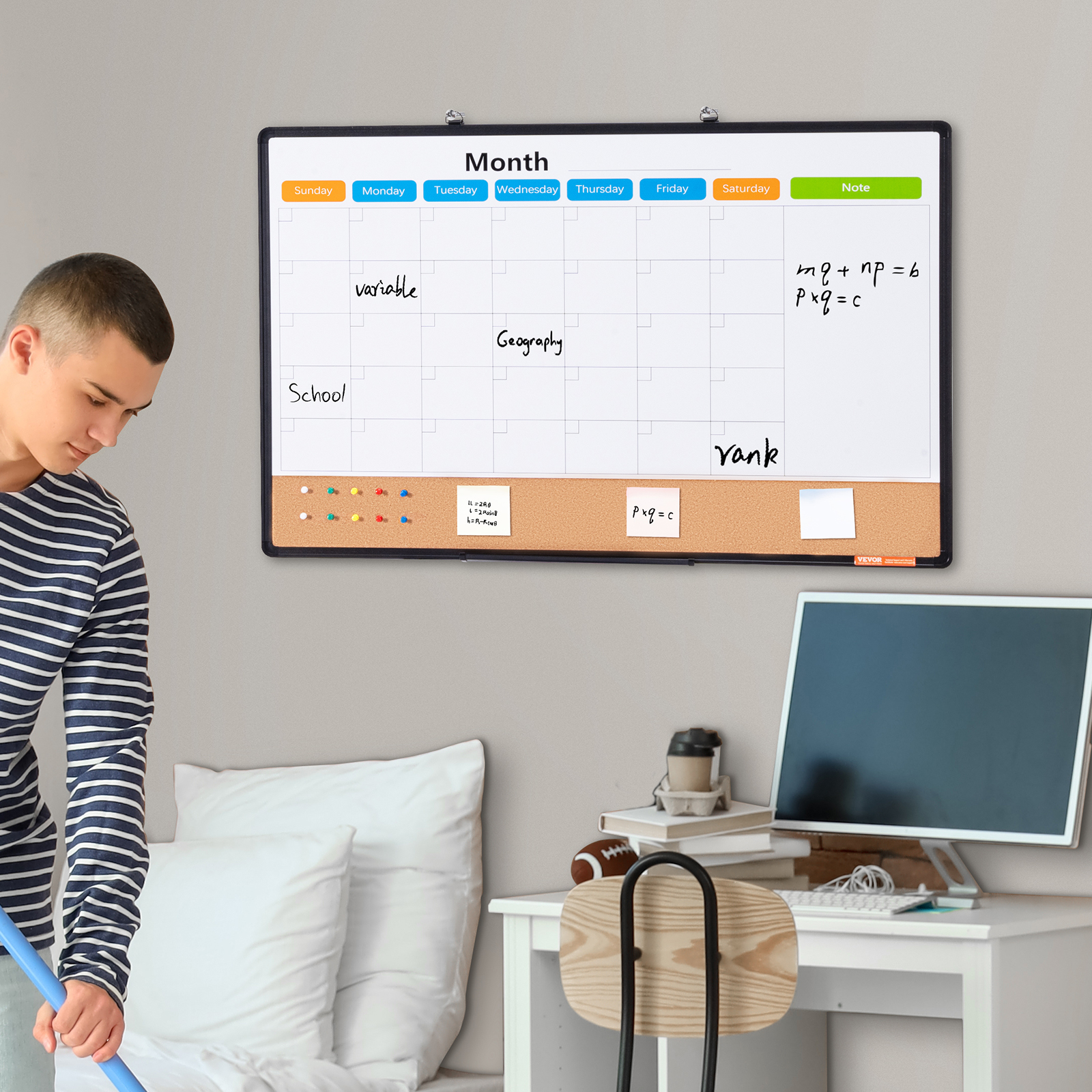 24x18-48x36inch Whiteboard Cork Board Combo with Aluminum Frame for School Home - Picture 68 of 120