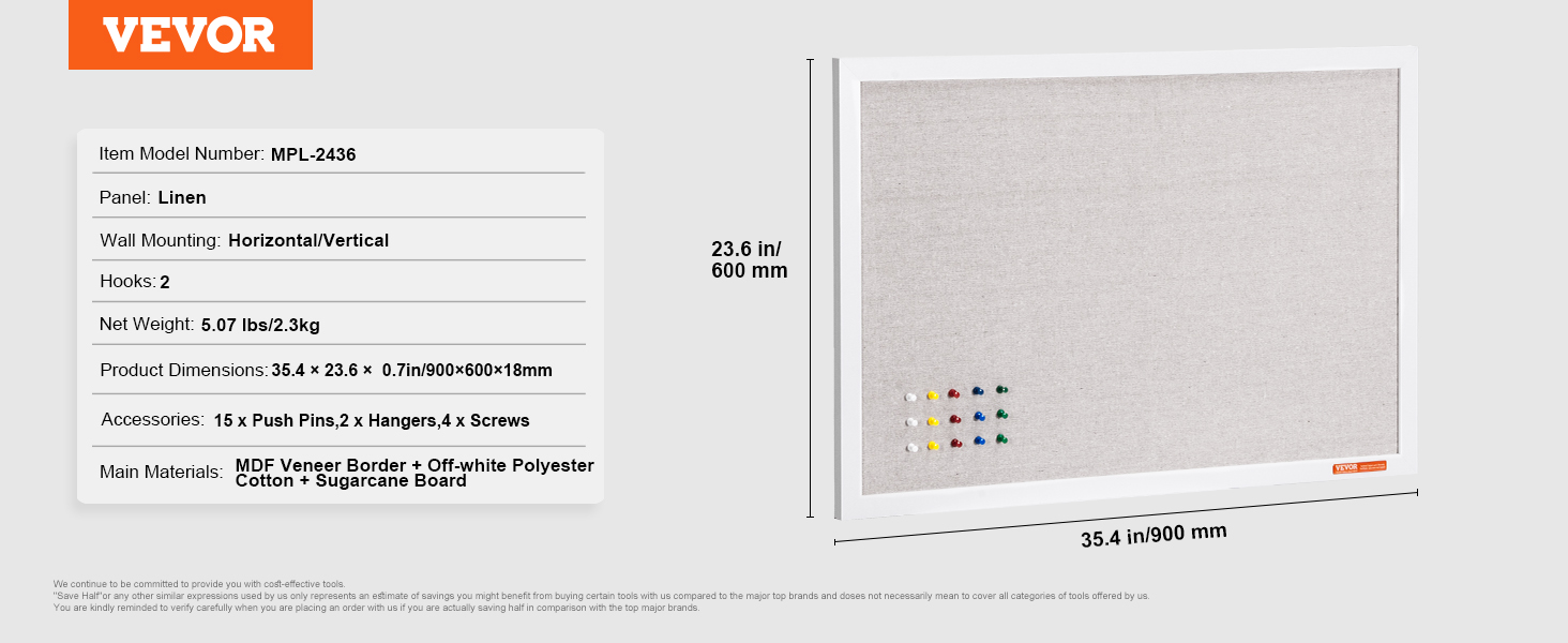 Combination board,36 x 24 inches,cork board