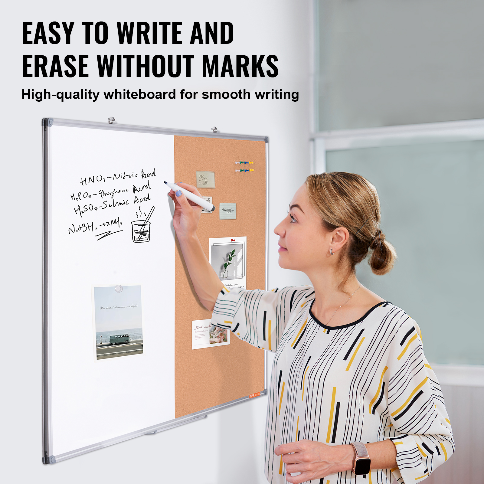 24x18-48x36inch Whiteboard Cork Board Combo with Aluminum Frame for School Home - Picture 87 of 120