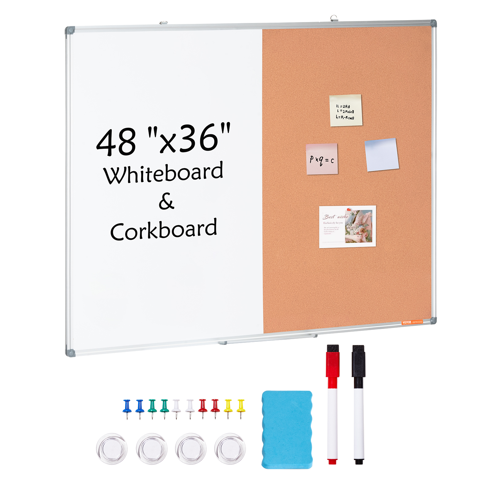 24x18-48x36inch Whiteboard Cork Board Combo with Aluminum Frame for School Home - Picture 85 of 120