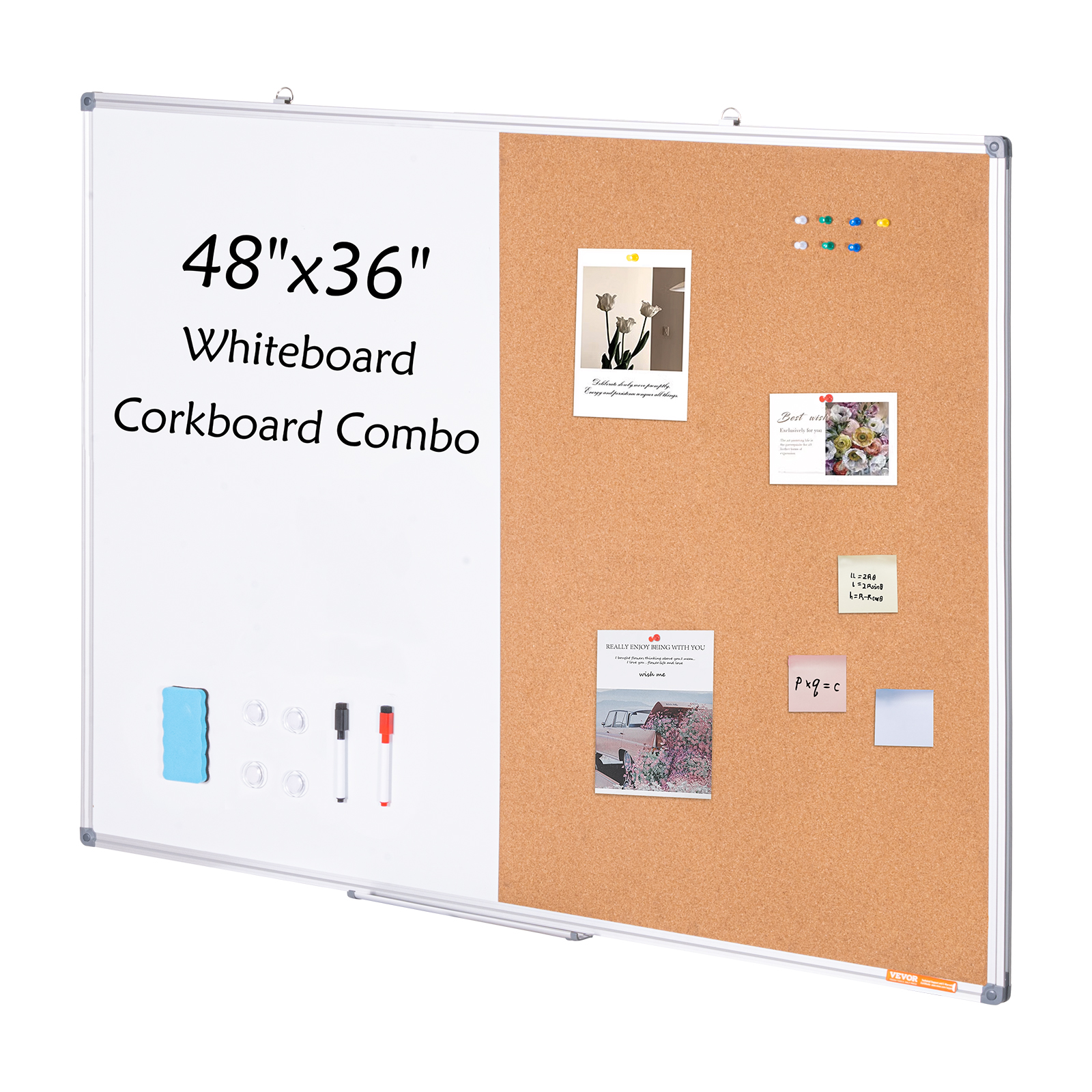 24x18-48x36inch Whiteboard Cork Board Combo with Aluminum Frame for School Home - Picture 94 of 120