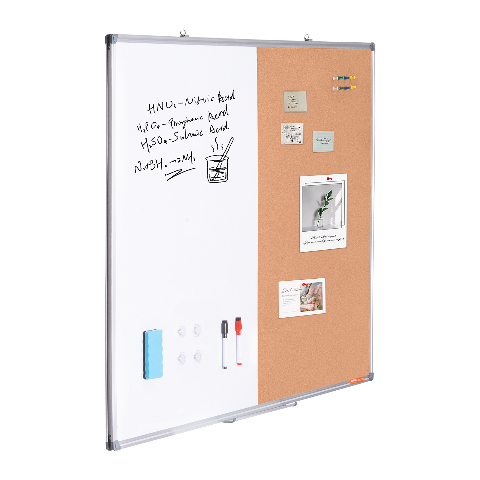 24x18-48x36inch Whiteboard Cork Board Combo with Aluminum Frame for School Home - Picture 96 of 120