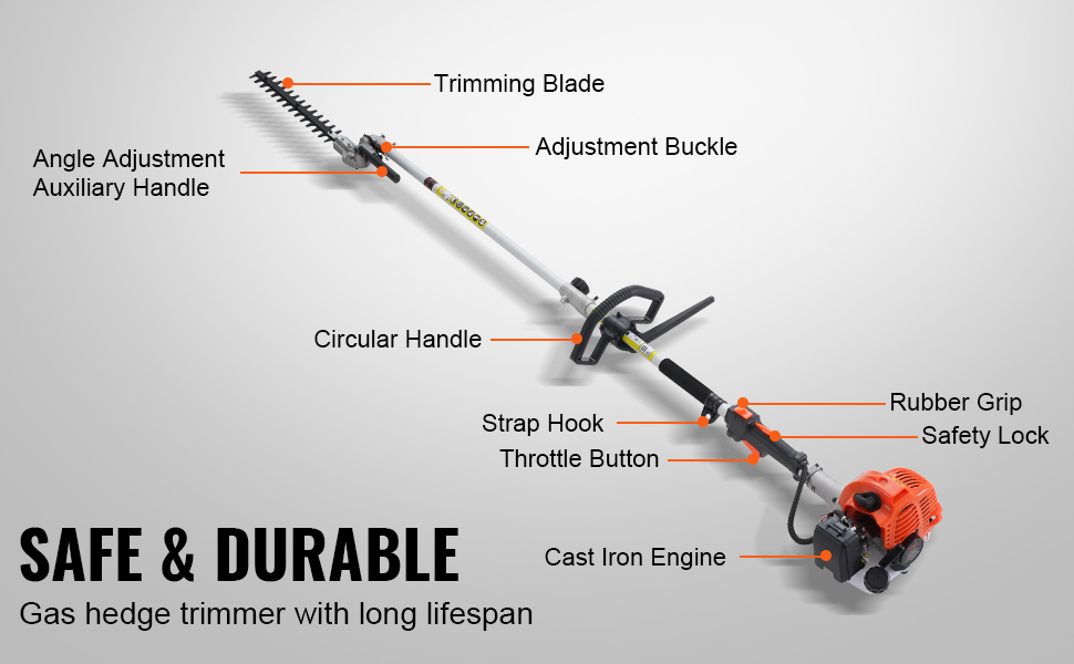 VEVOR 33CC 6-in-1 Multi-Functional Trimming Tools, Gas Hedge Trimmer ...