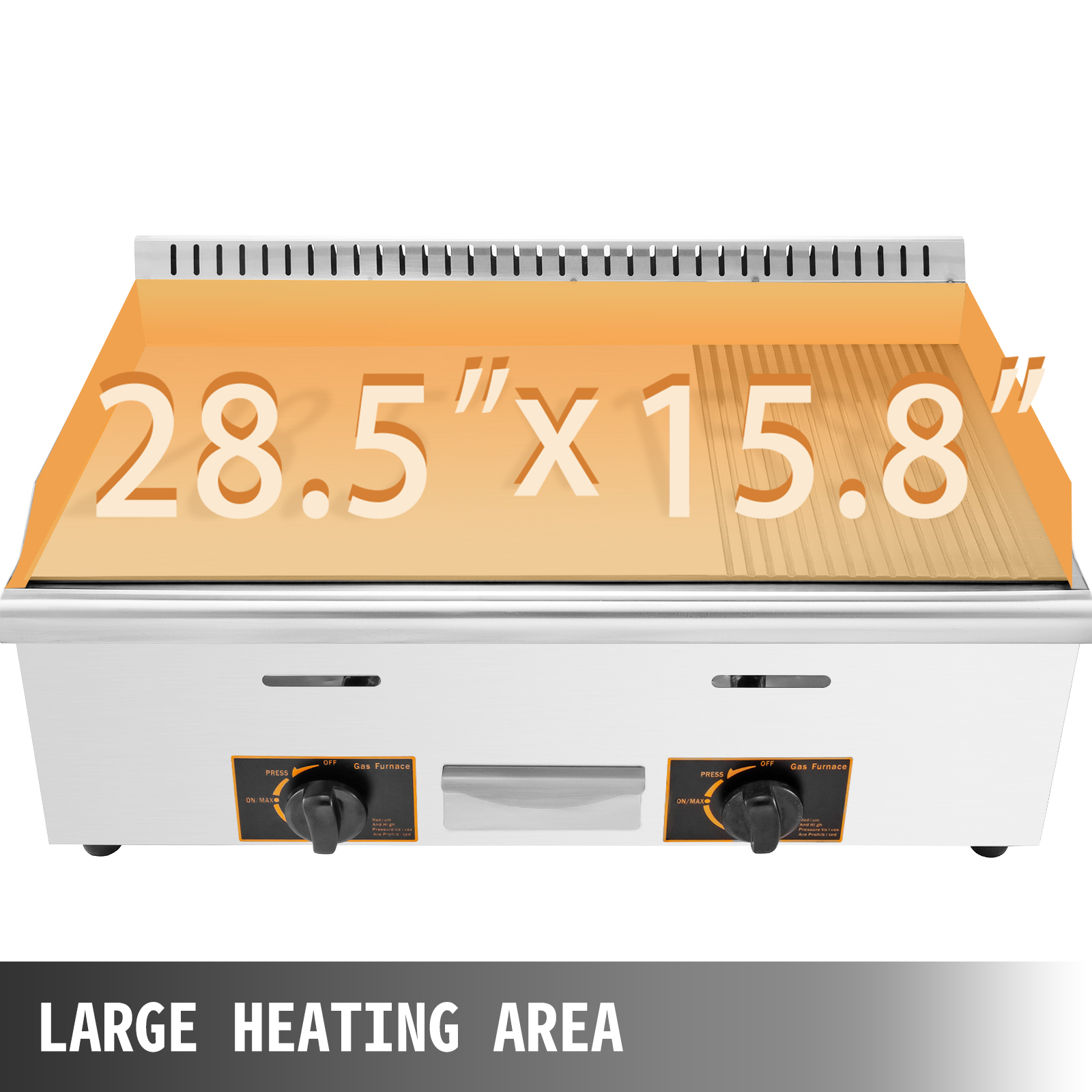 VEVOR 30" Stainless Steel Commercial Griddle Grill Half Grooved Non