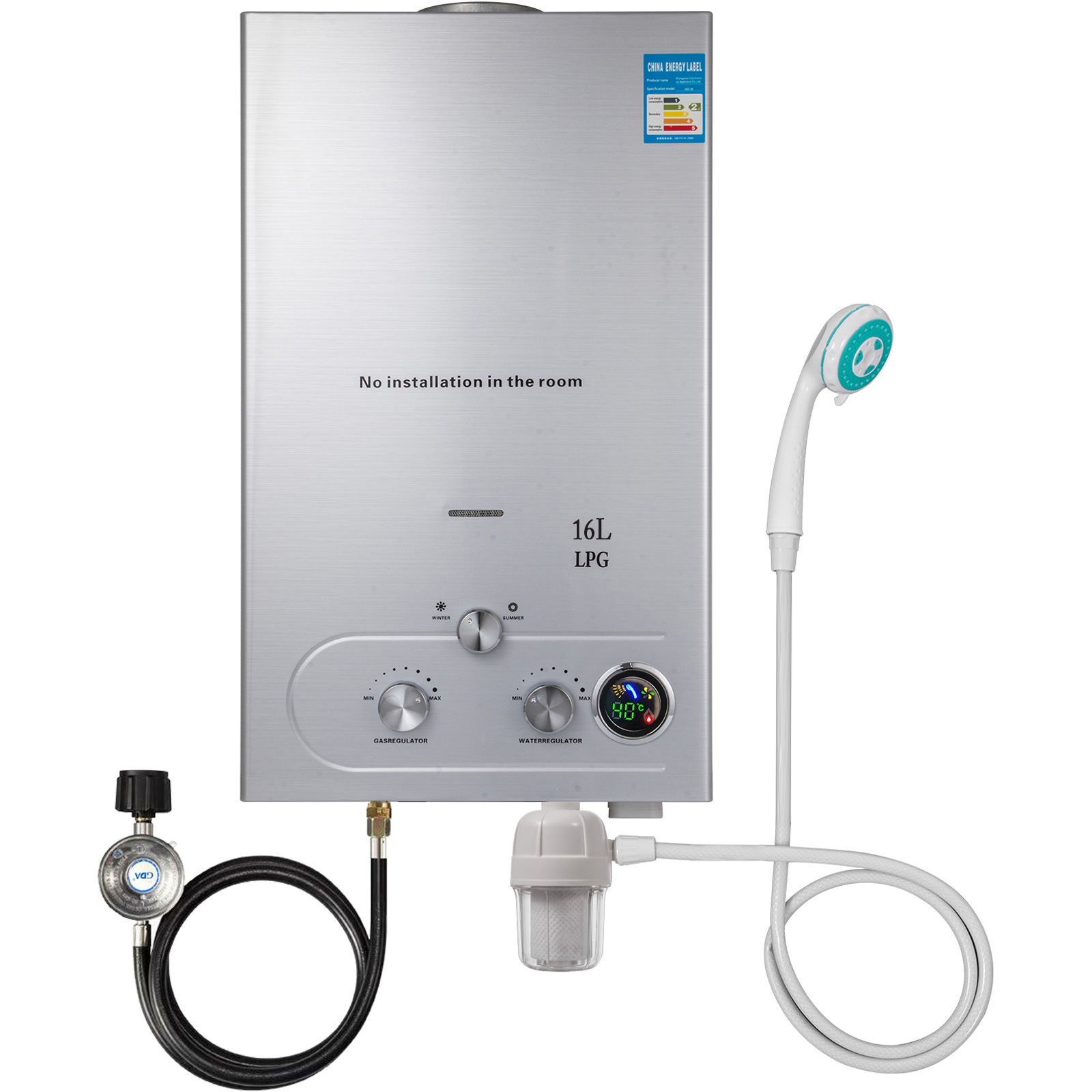 VEVOR 16L Upgrade Type Tankless Propane Water Heater 4.3GPM
