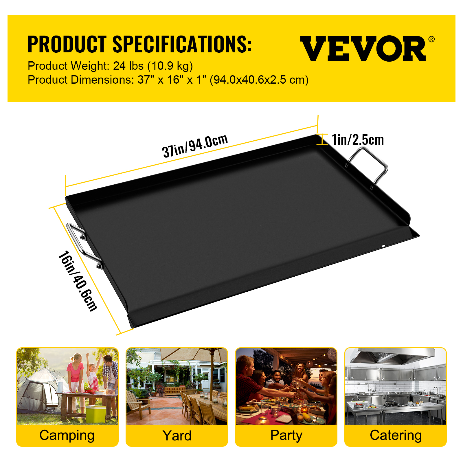 VEVOR Flat Top Griddle For Gas Grill Solid Flat Top Grill Stove 17