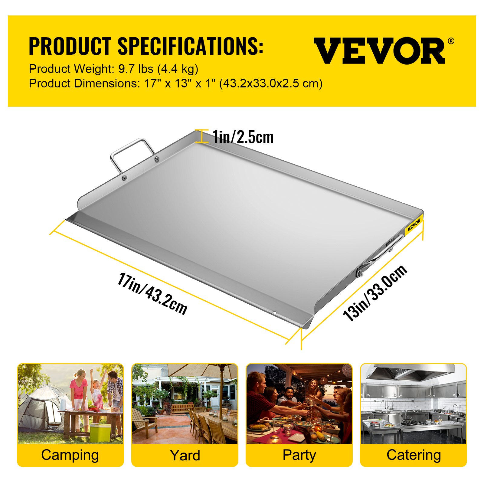 Vevor Stove Top Griddle, Griddle For Gas Grill 17 X13 Flat Top