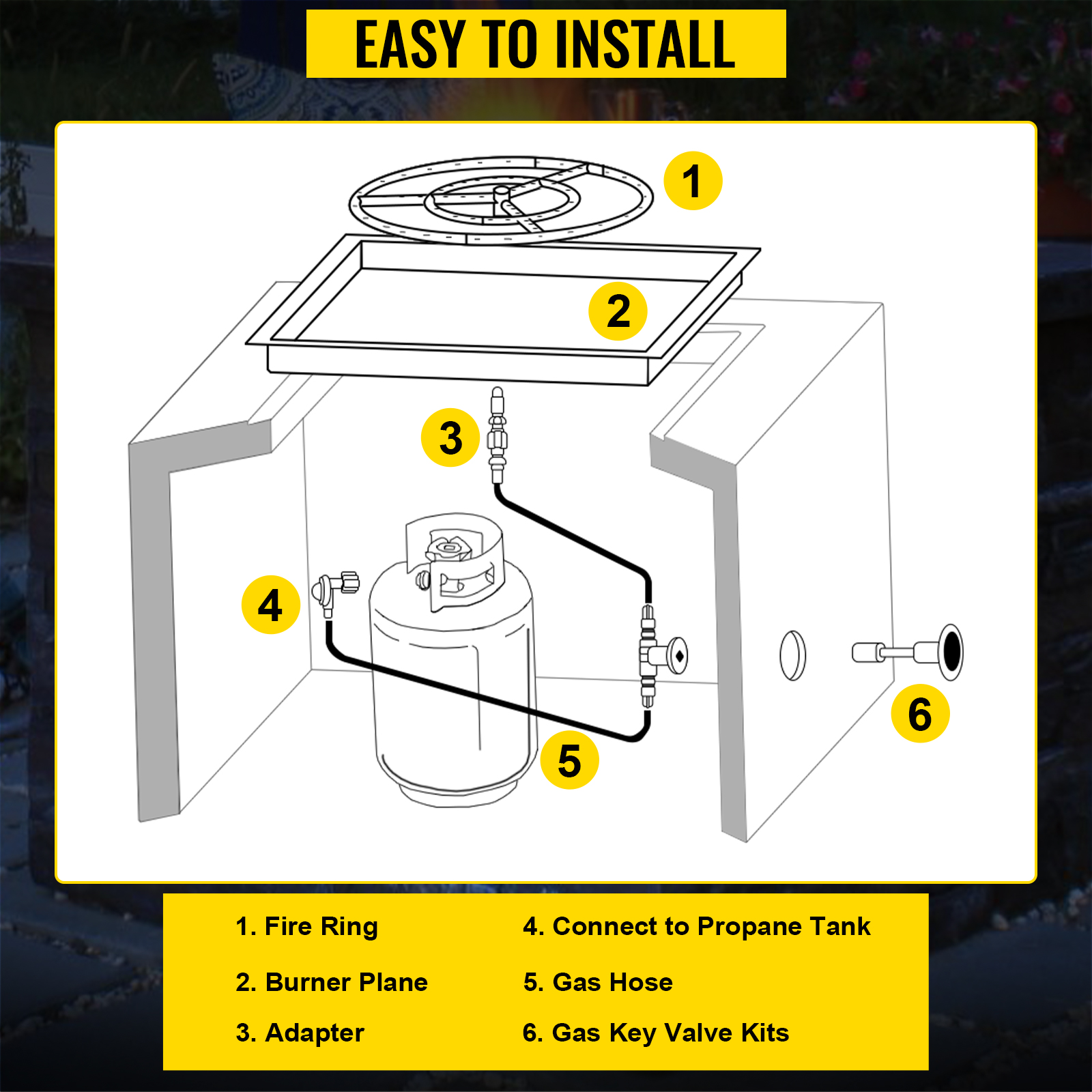 VEVOR Fire Pit Installation Kit, 90K BTU Max Propane Fire Pit Hose Kit