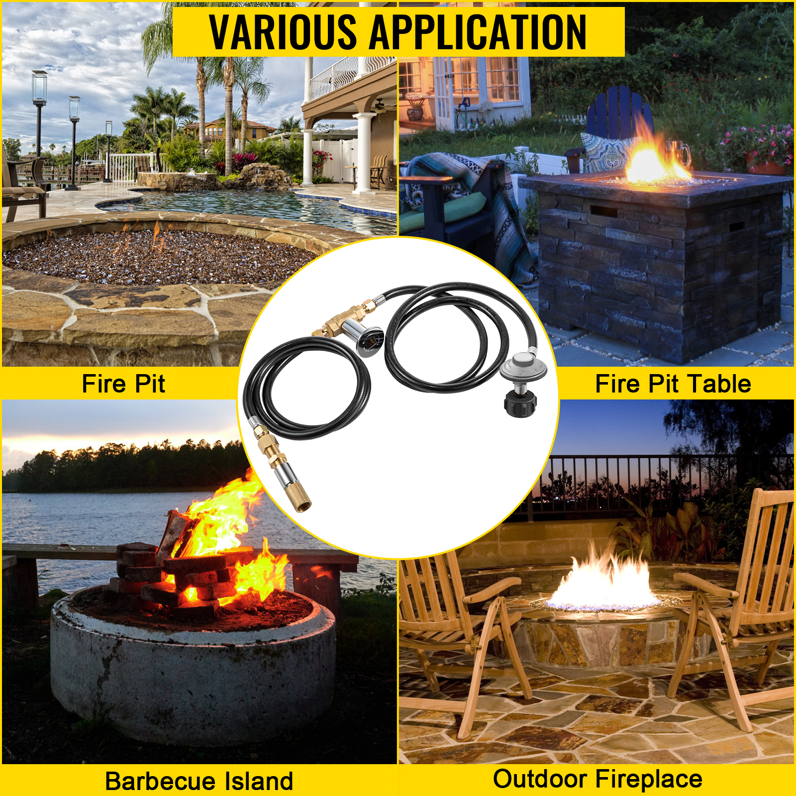 VEVOR Fire Pit Installation Kit, 90K BTU Max Propane Fire Pit Hose Kit
