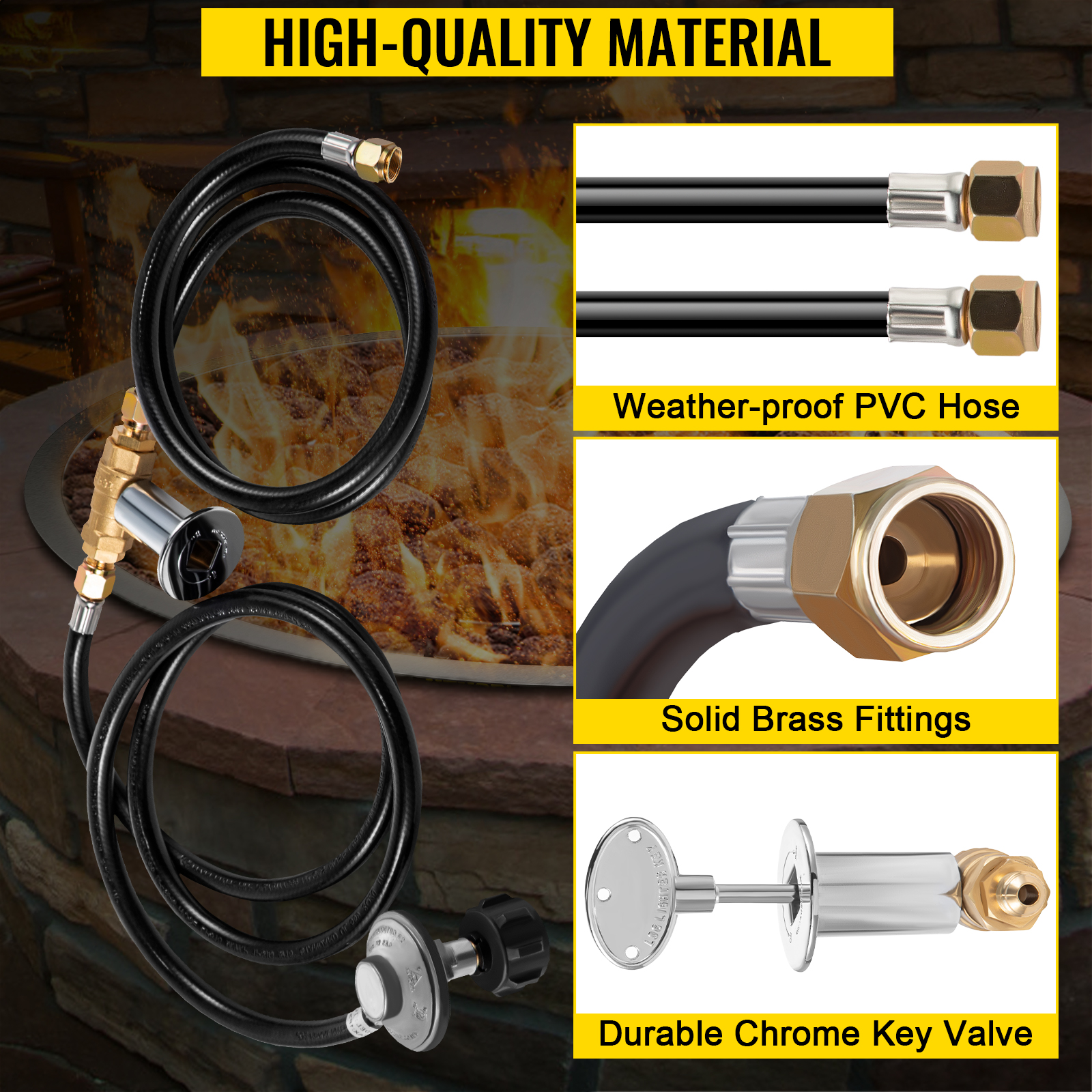 VEVOR Fire Pit Installation Kit, 90K BTU Max Propane Fire Pit Hose Kit