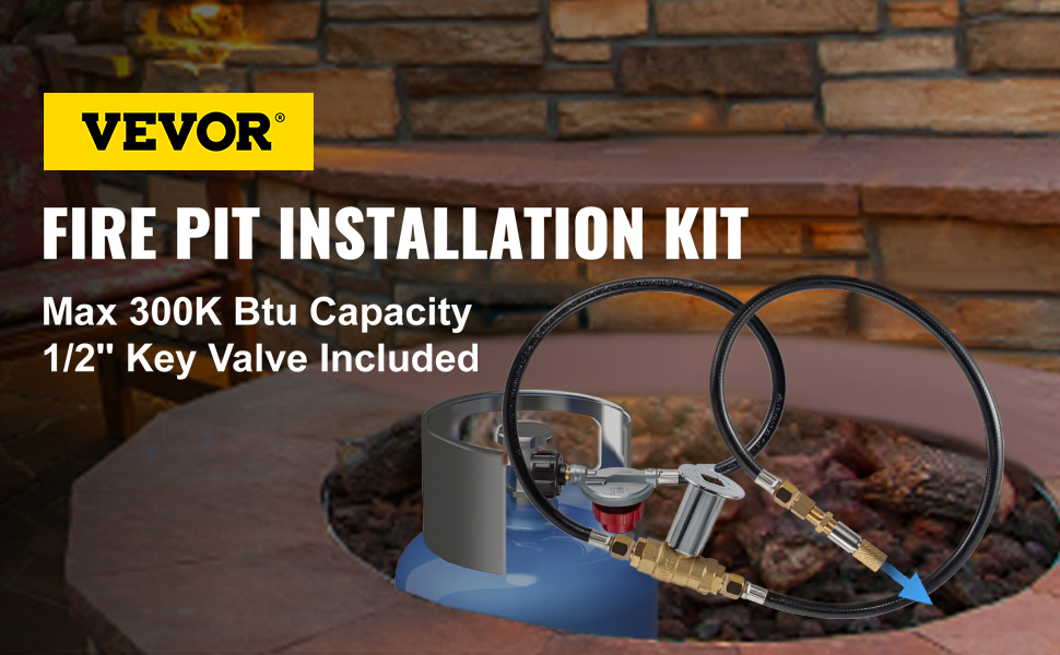 VEVOR Fire Pit Installation Kit, 300K BTU Max Propane Fire Pit Hose Kit