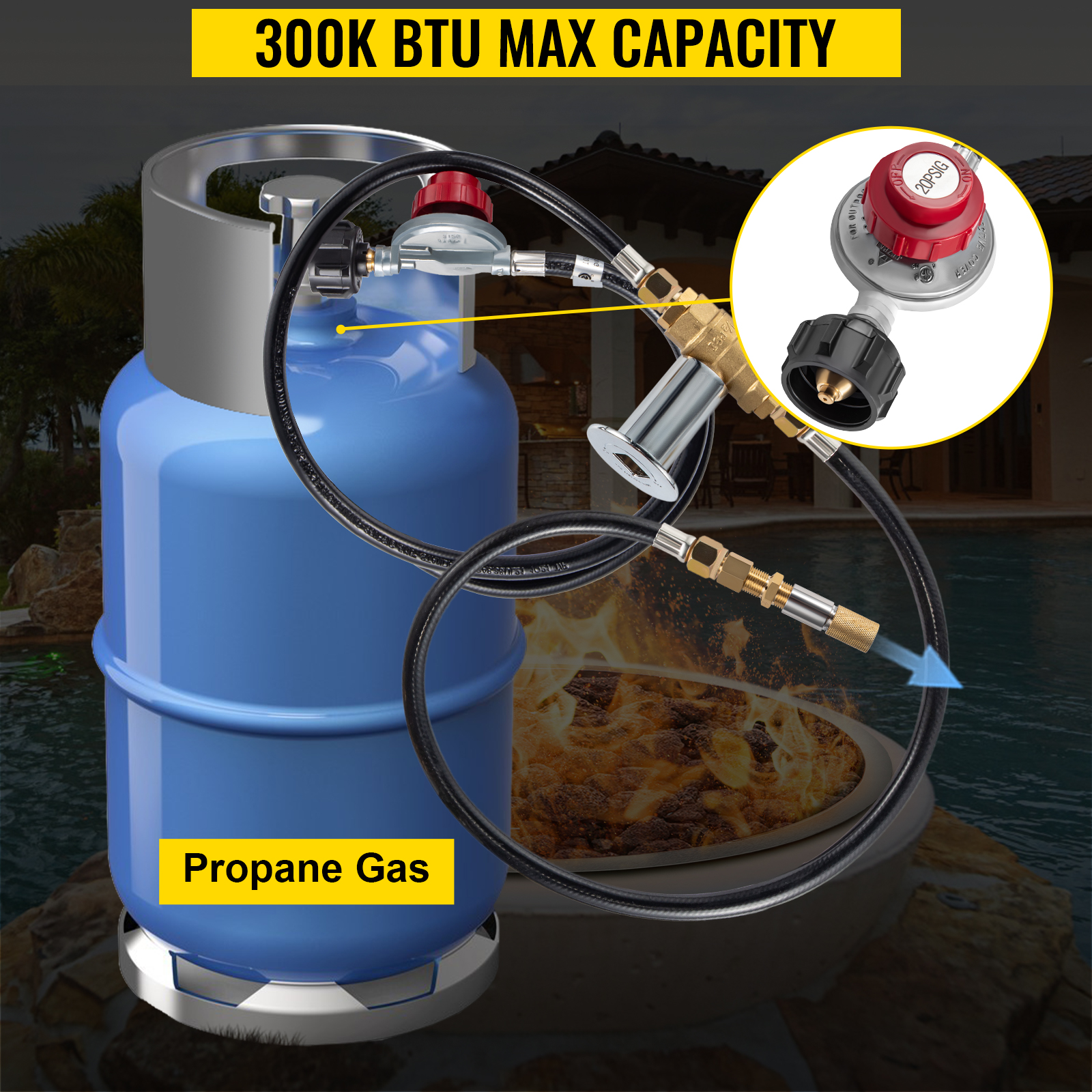 VEVOR Fire Pit Installation Kit, 300K BTU Max Propane Fire Pit Hose Kit