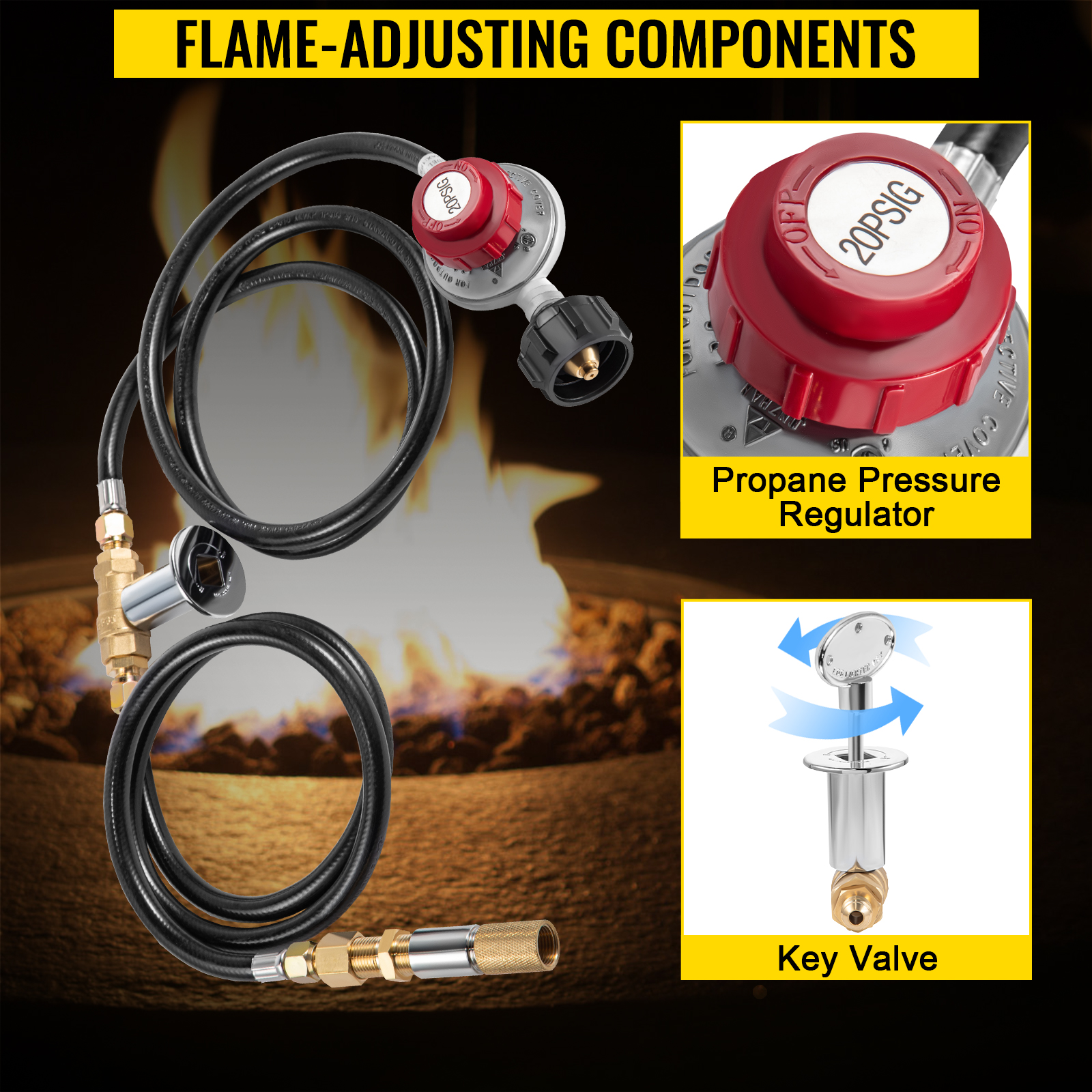 VEVOR Fire Pit Installation Kit, 300K BTU Max Propane Fire Pit Hose Kit