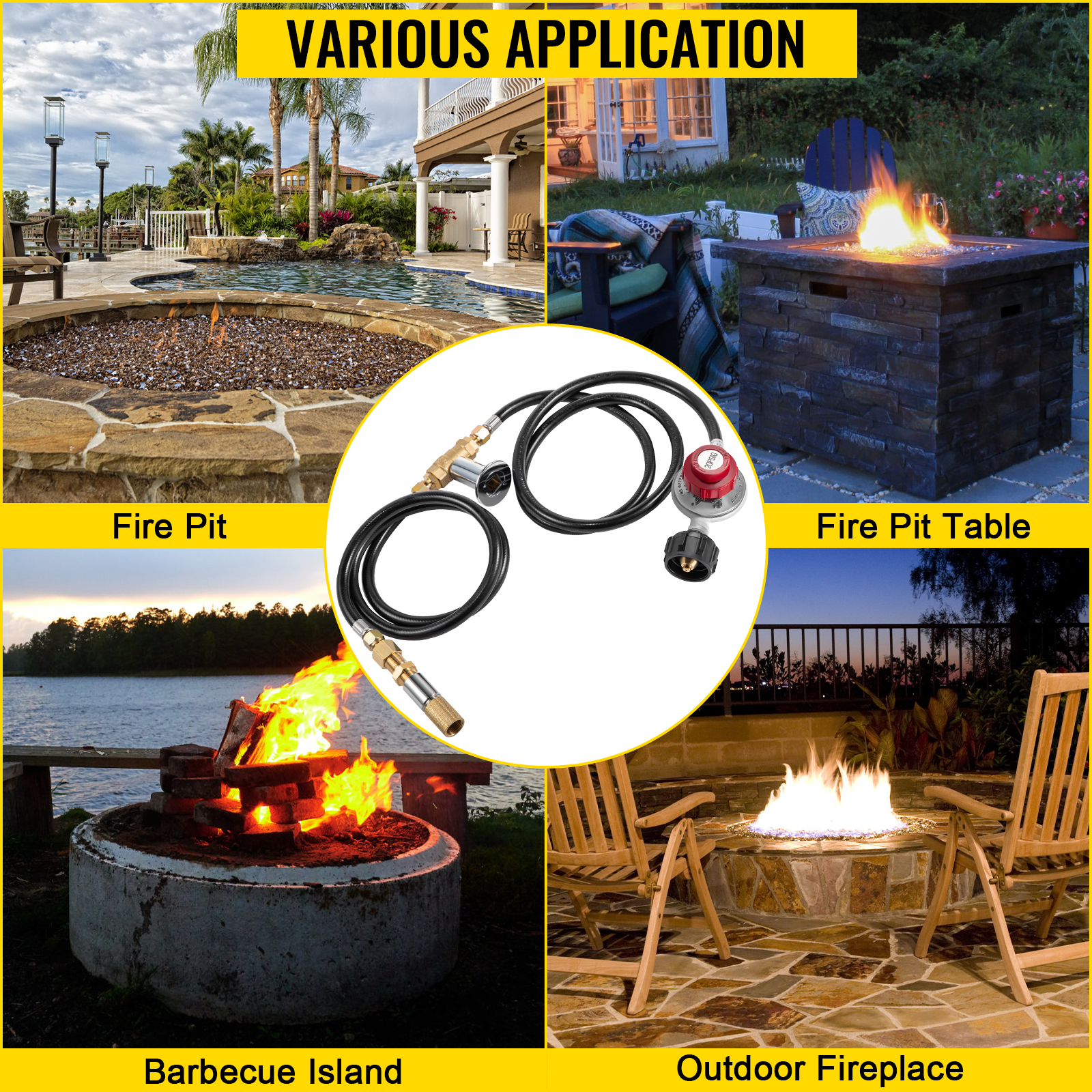 VEVOR Fire Pit Installation Kit, 300K BTU Max Propane Fire Pit Hose Kit