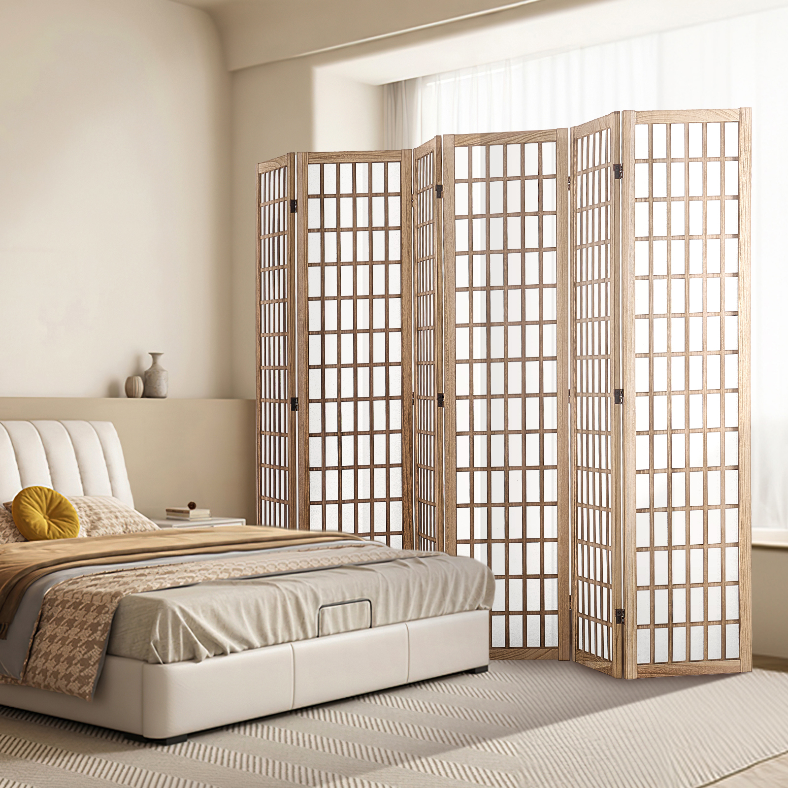 Room Divider Japanese Wall Divider 3/4/6 Panel Screen for Room Separation