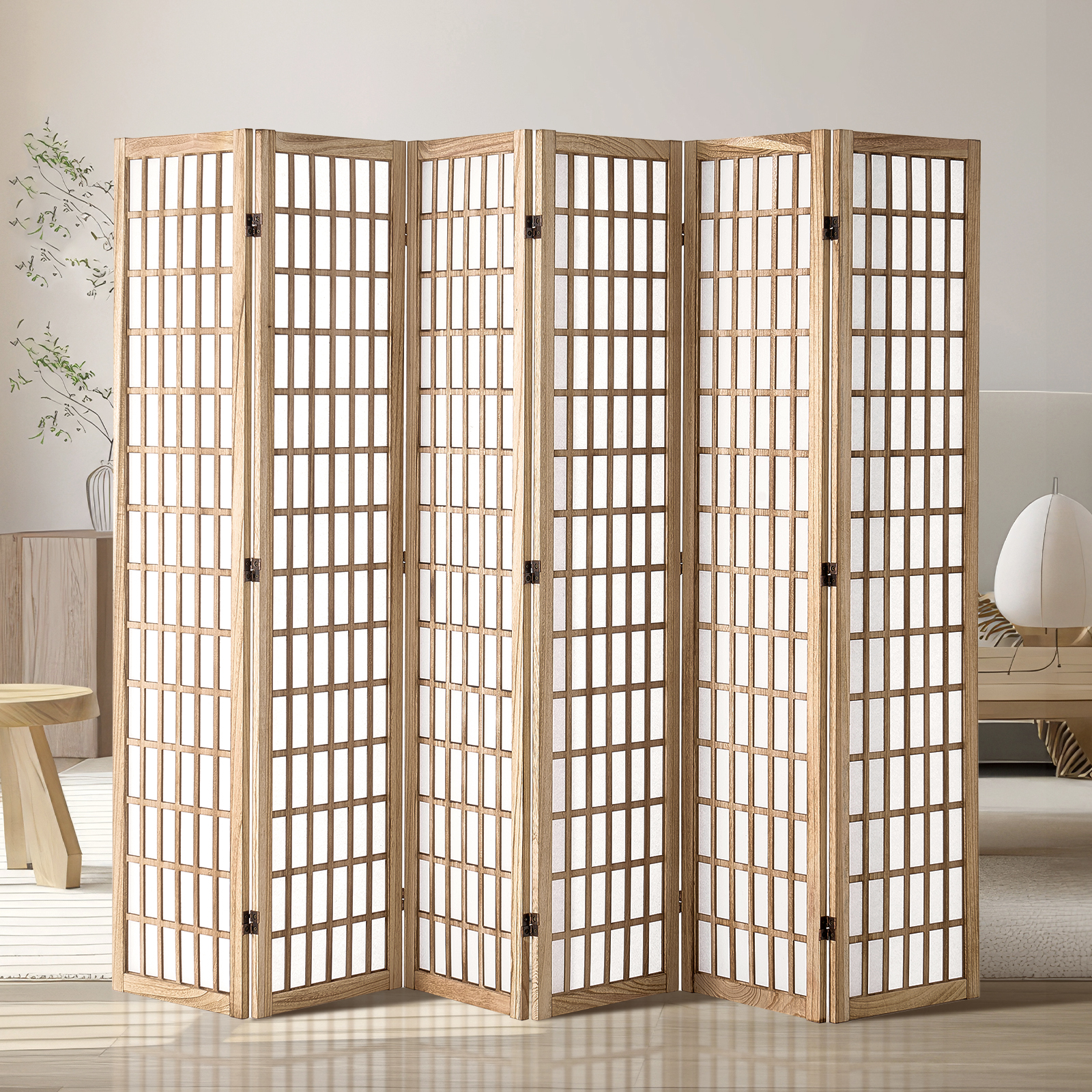Room Divider Japanese Wall Divider 3/4/6 Panel Screen for Room Separation