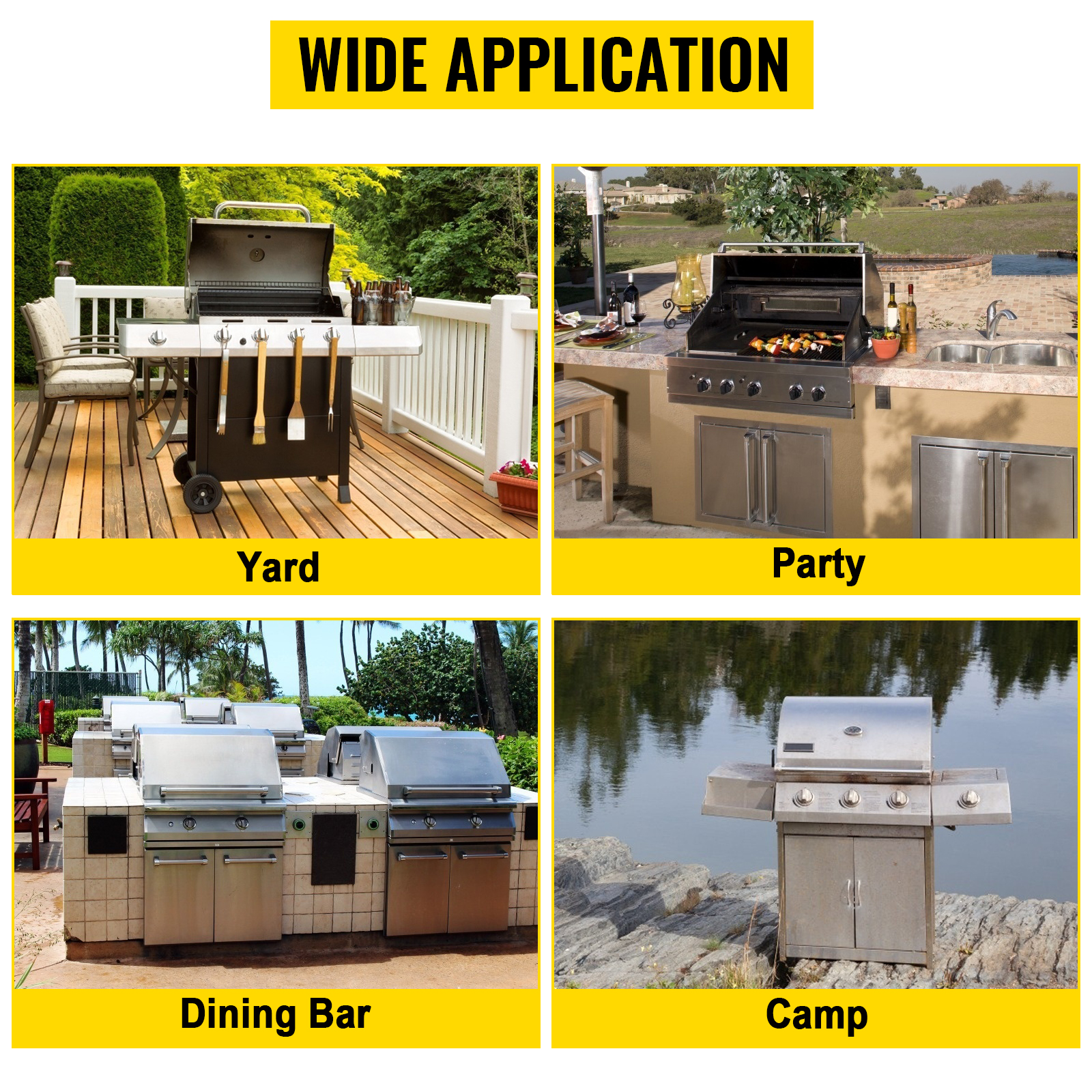 VEVOR Grill Burners, Cast Iron BBQ Burners Replacement, 2 Packs Grill