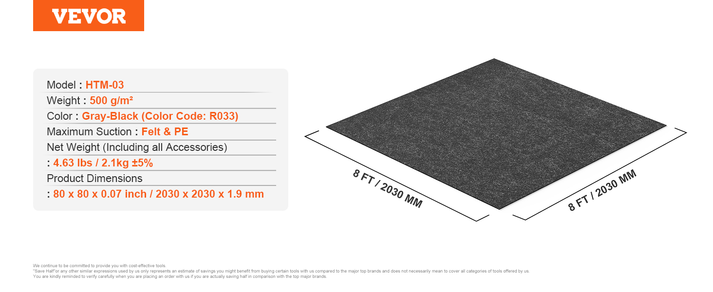 VEVOR medence alátét 500 g/m² pezsgőfürdőszőnyeg 2030 x 2030 x 1,9 mm ponyva filc & PE padlóvédő medence alátét védőszőnyeg padlólemez padlóvédő ponyva medence szőnyeg filc szőnyeg